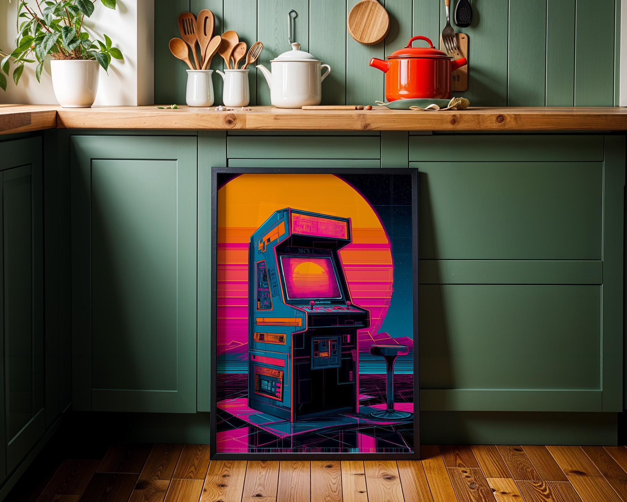 Neon Vaporwave Retro Arcade Machine Wall Art by The Wall Art Studio