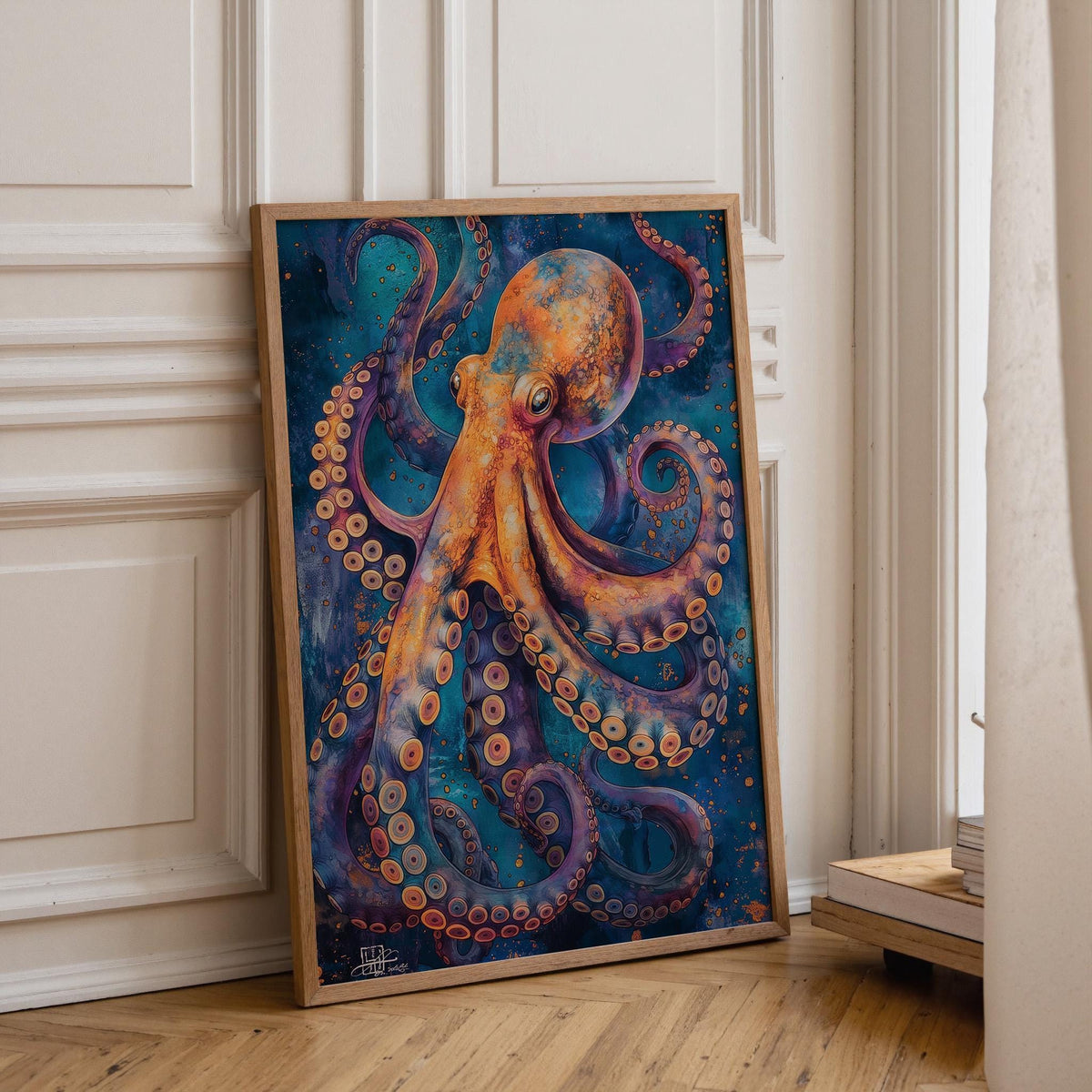 Colorful Octopus Bold Ocean Modern Coastal Vibrant Wall Art by The Wall Art Studio - physical