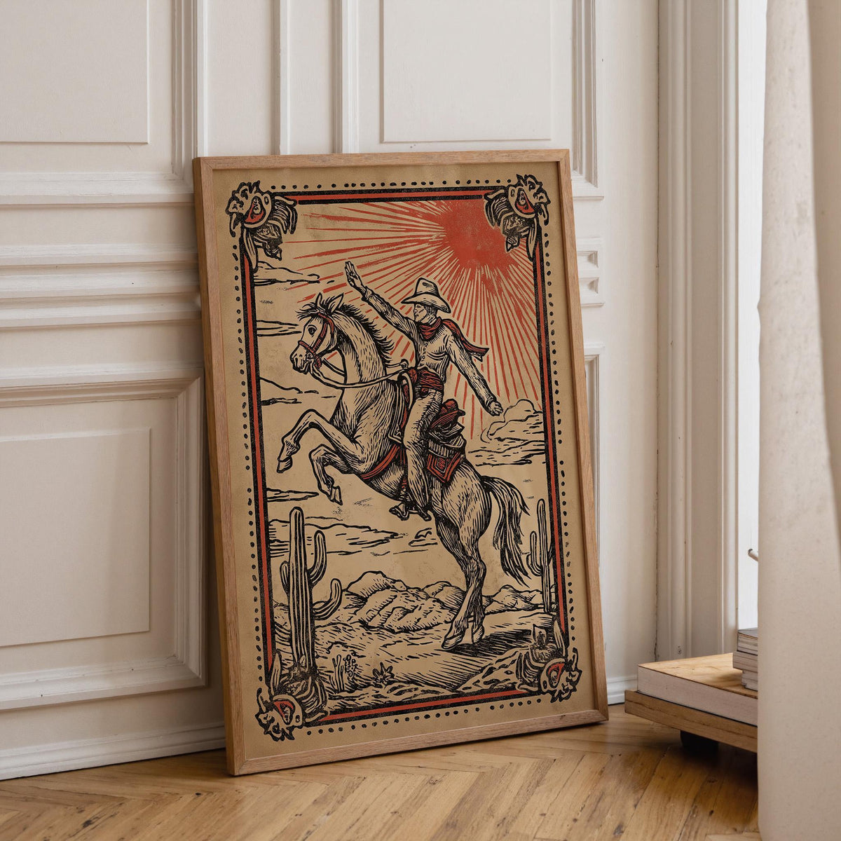 Western Cowboy Vintage Horse Rider Rustic Desert Wall Art by The Wall Art Studio - physical