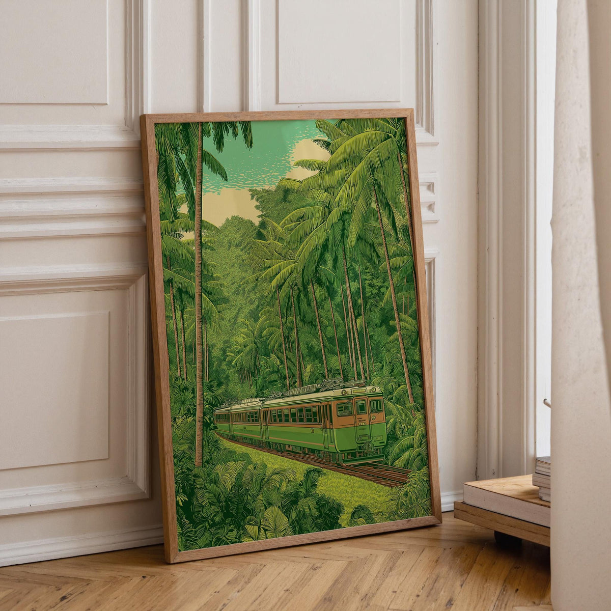 Tropical Train Jungle Railway Vintage Travel Wall Art by The Wall Art Studio