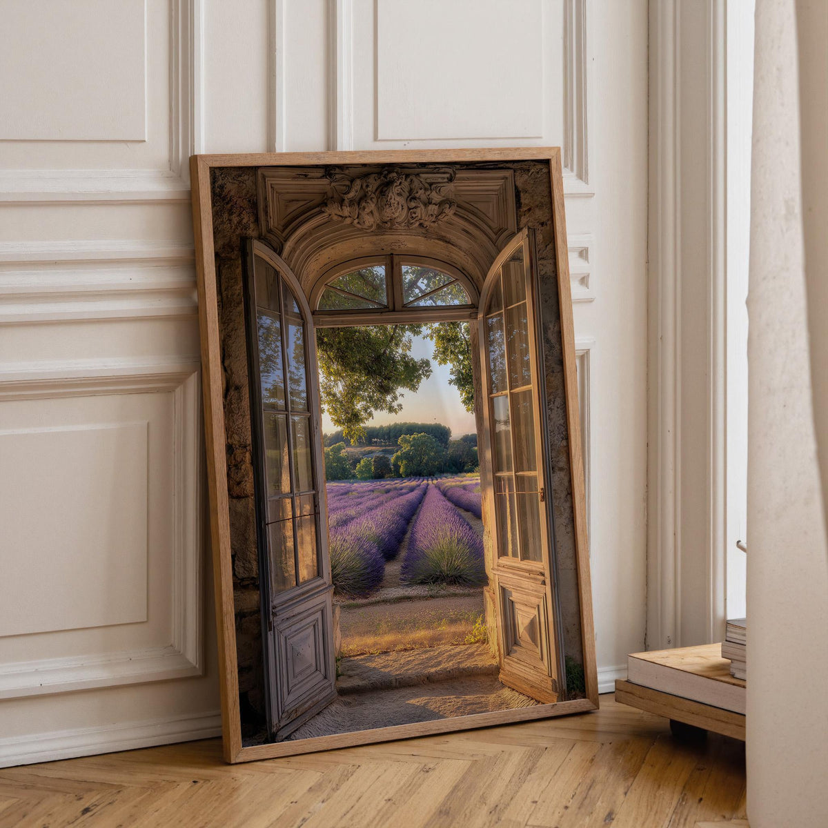 Lavender Field Window Provence Landscape Rustic French Countryside Wall Art