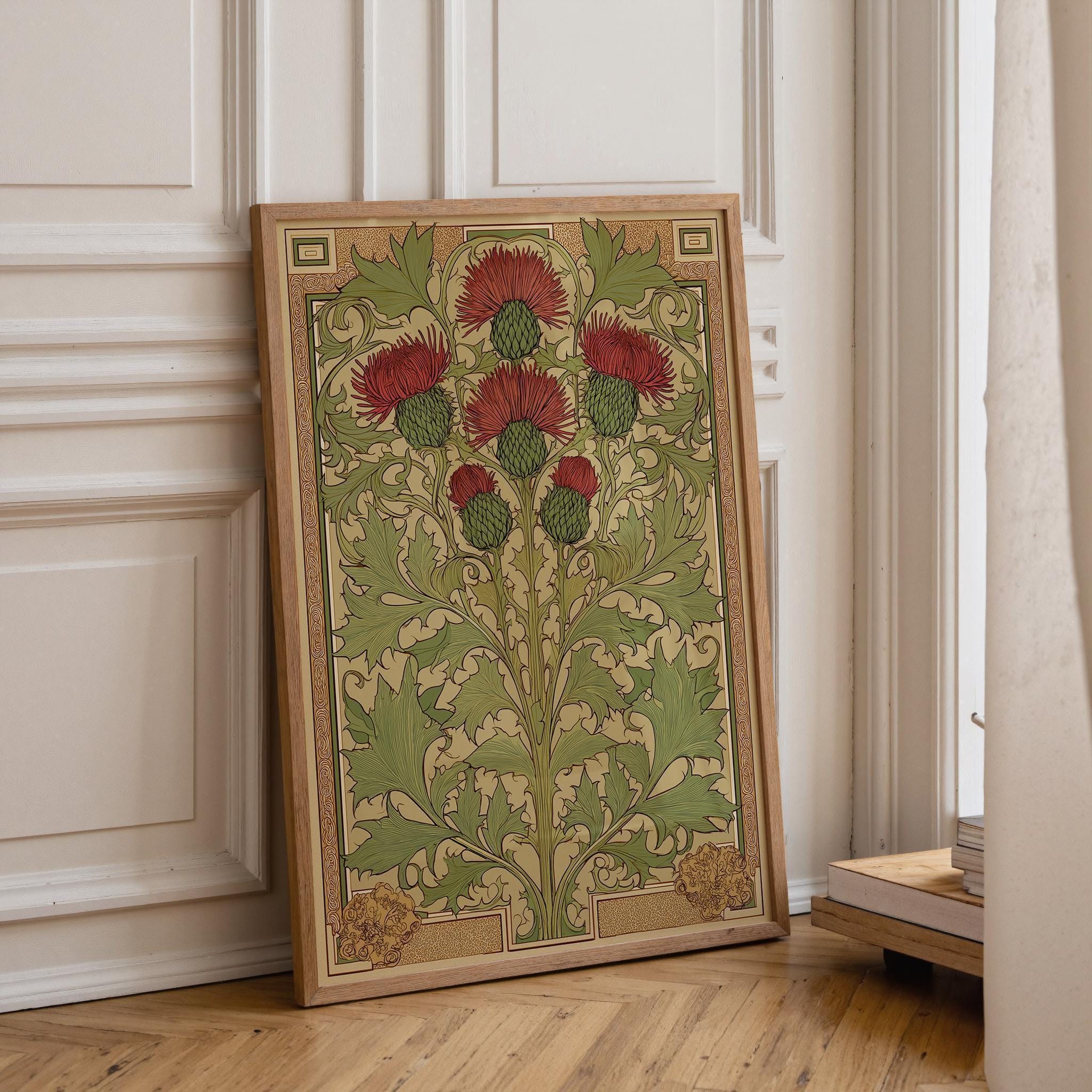 Art Nouveau Thistle William Morris Style Floral Wall Art
