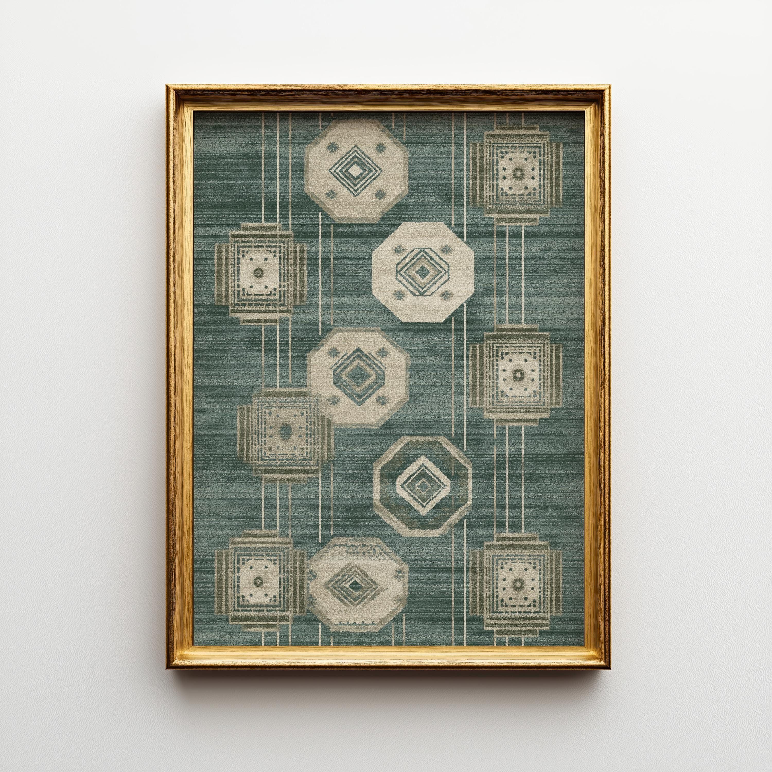 Islamic Geometric Arabic Pattern Green Moroccan Wall Art by The Wall Art Studio