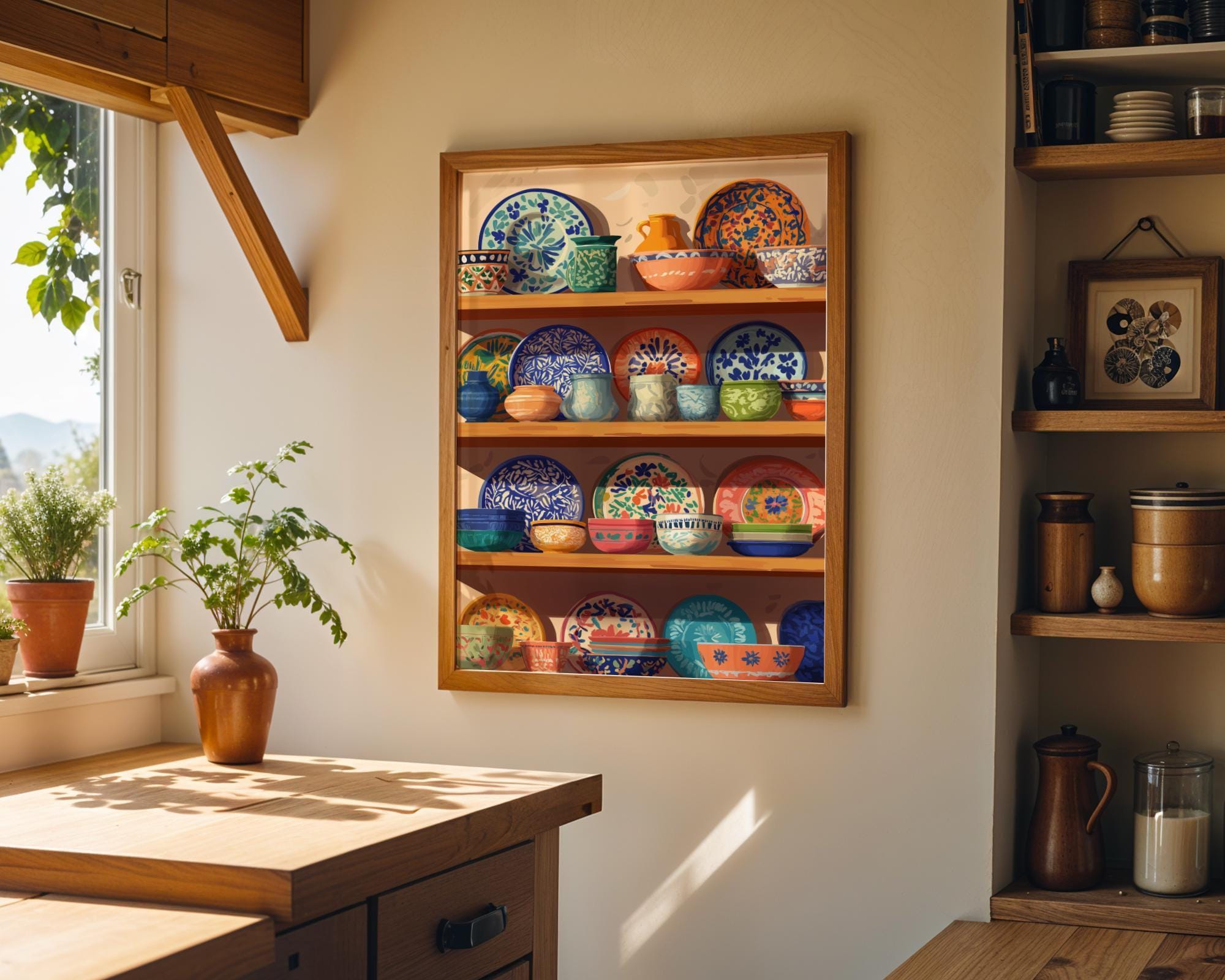 Hand-Painted Mexican Pottery Colourful Talavera Kitchen Wall Art by The Wall Art Studio - physical
