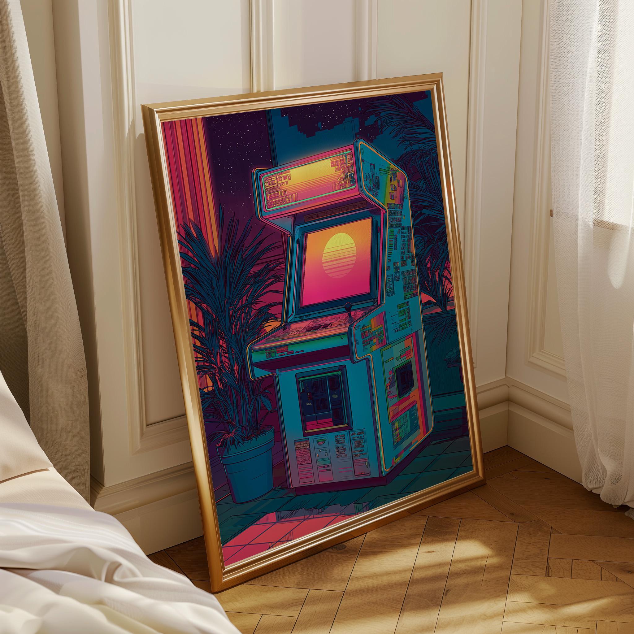 Retro Arcade Machine Synthwave Gaming Wall Art by The Wall Art Studio