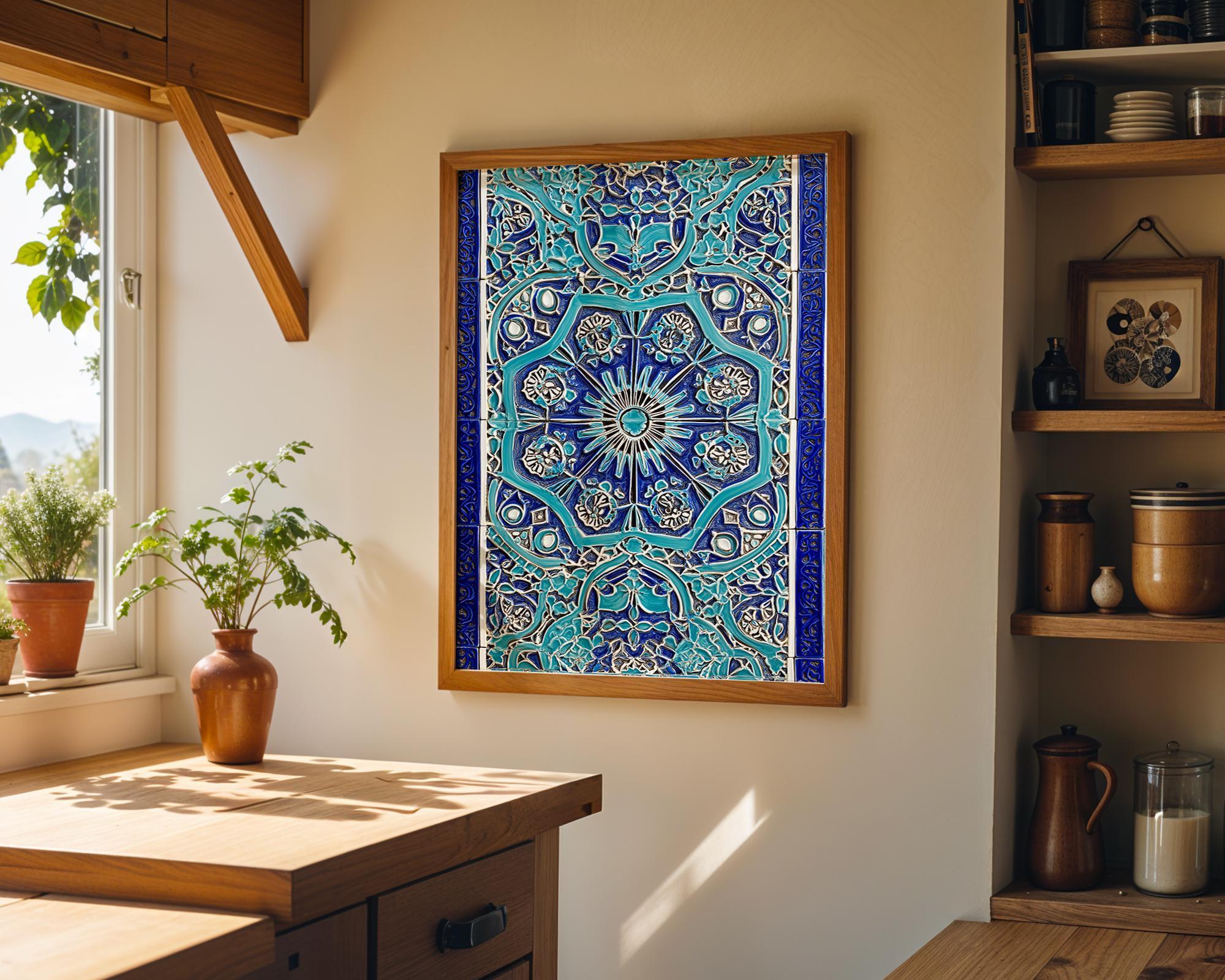 Moroccan Tile Blue Mosaic Arch Moorish Architecture Wall Art by The Wall Art Studio