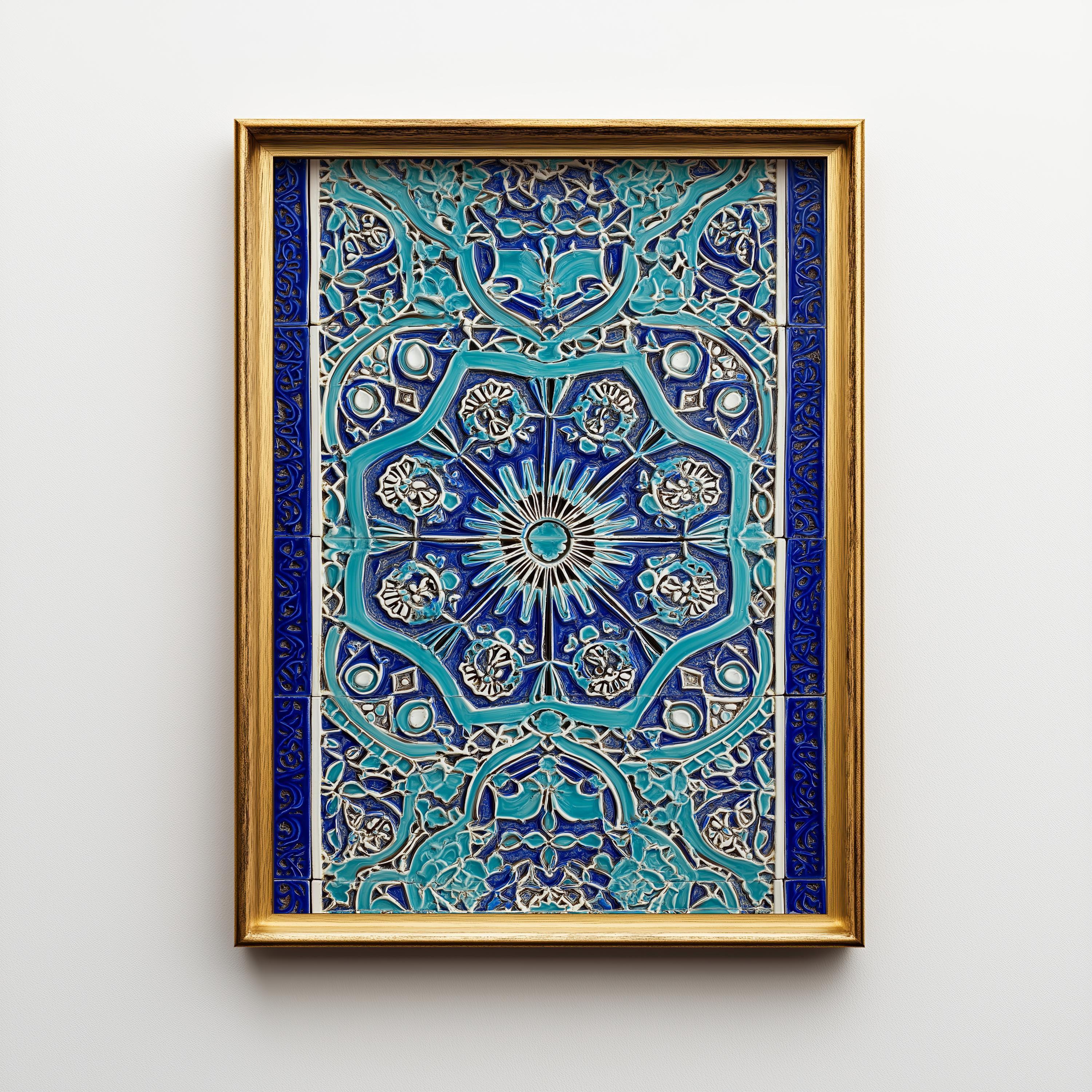 Moroccan Tile Blue Mosaic Arch Moorish Architecture Wall Art by The Wall Art Studio