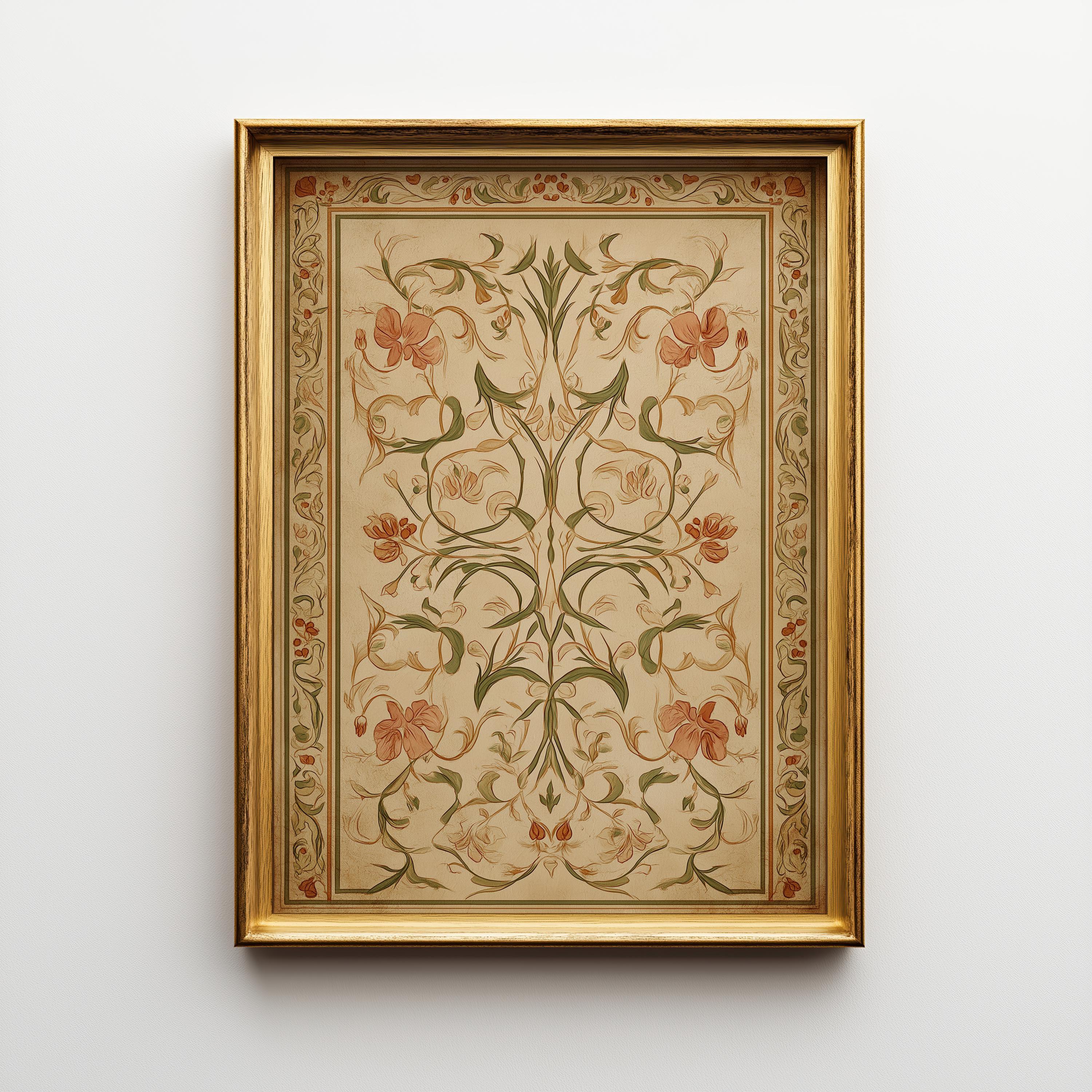 Art Nouveau Thistle Botanical William Morris Style Floral Vintage Wall Art