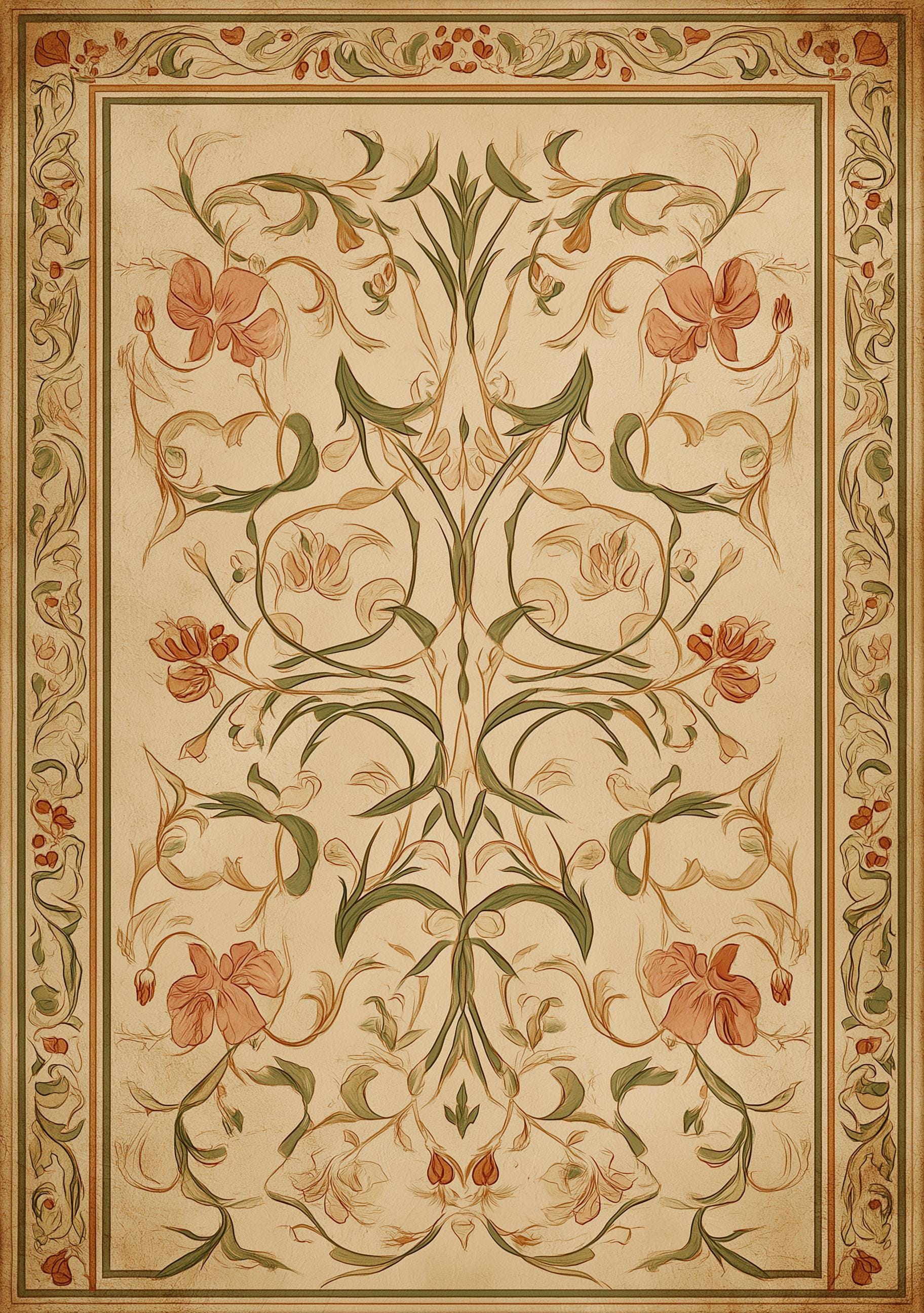 Art Nouveau Thistle Botanical William Morris Style Floral Vintage Wall Art