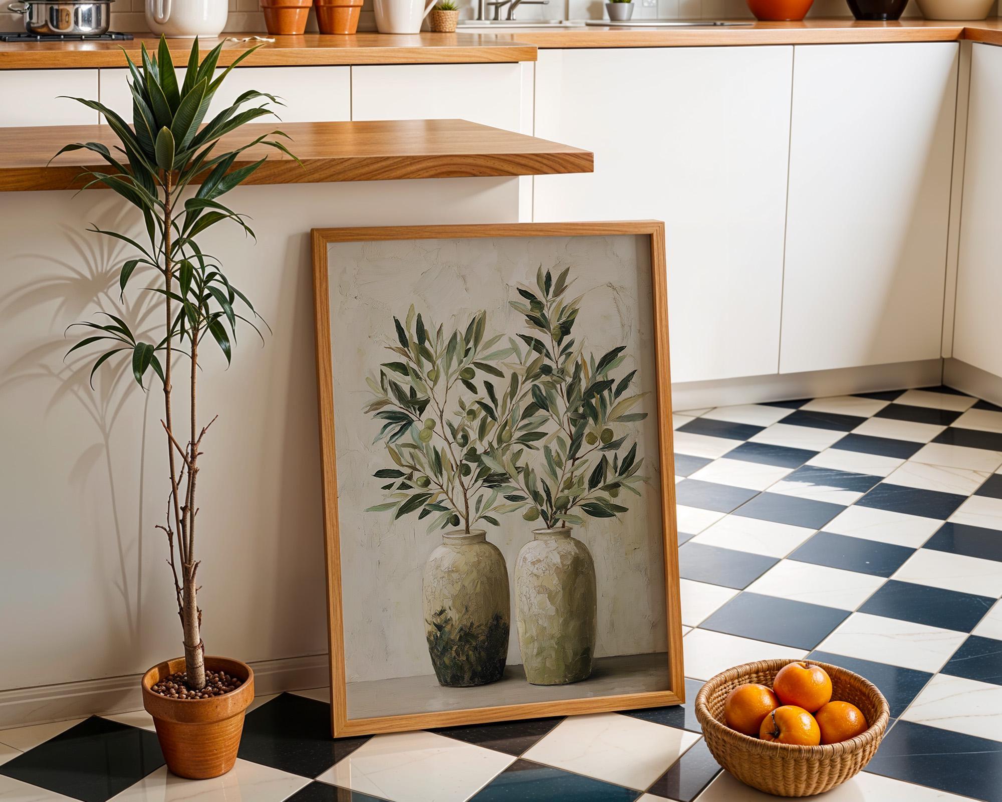 Olive Tree Vase Mediterranean Botanical Wall Art by The Wall Art Studio - physical