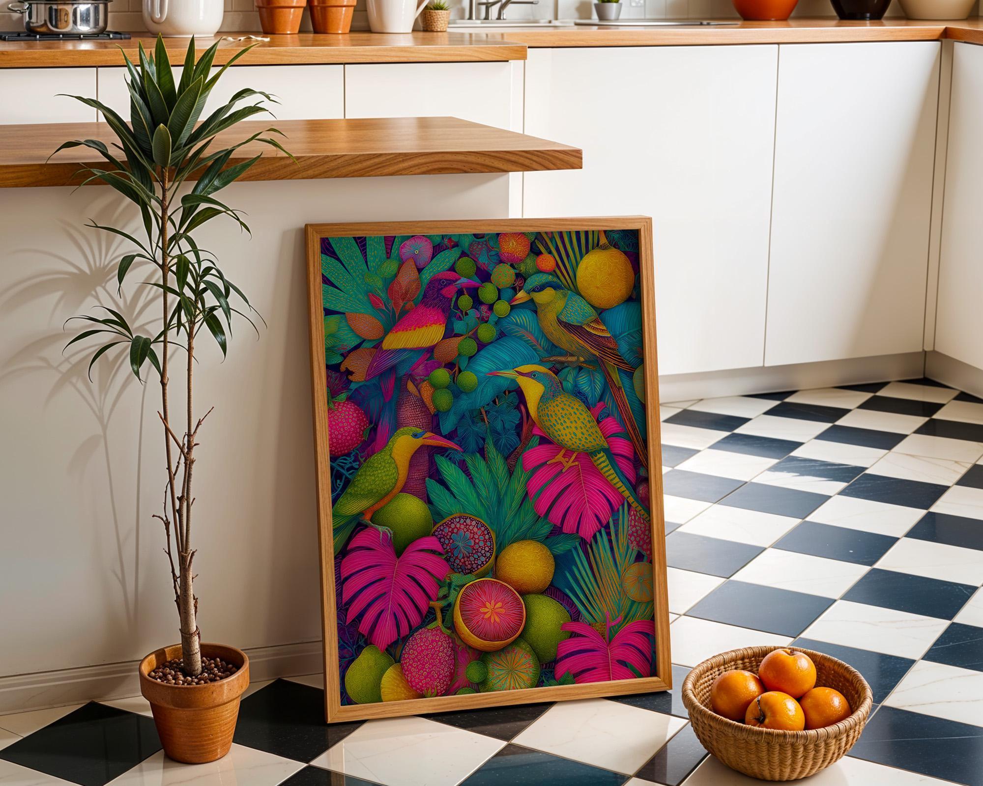 Maximalist Tropical Colorful Jungle Bird Wall Art by The Wall Art Studio - physical
