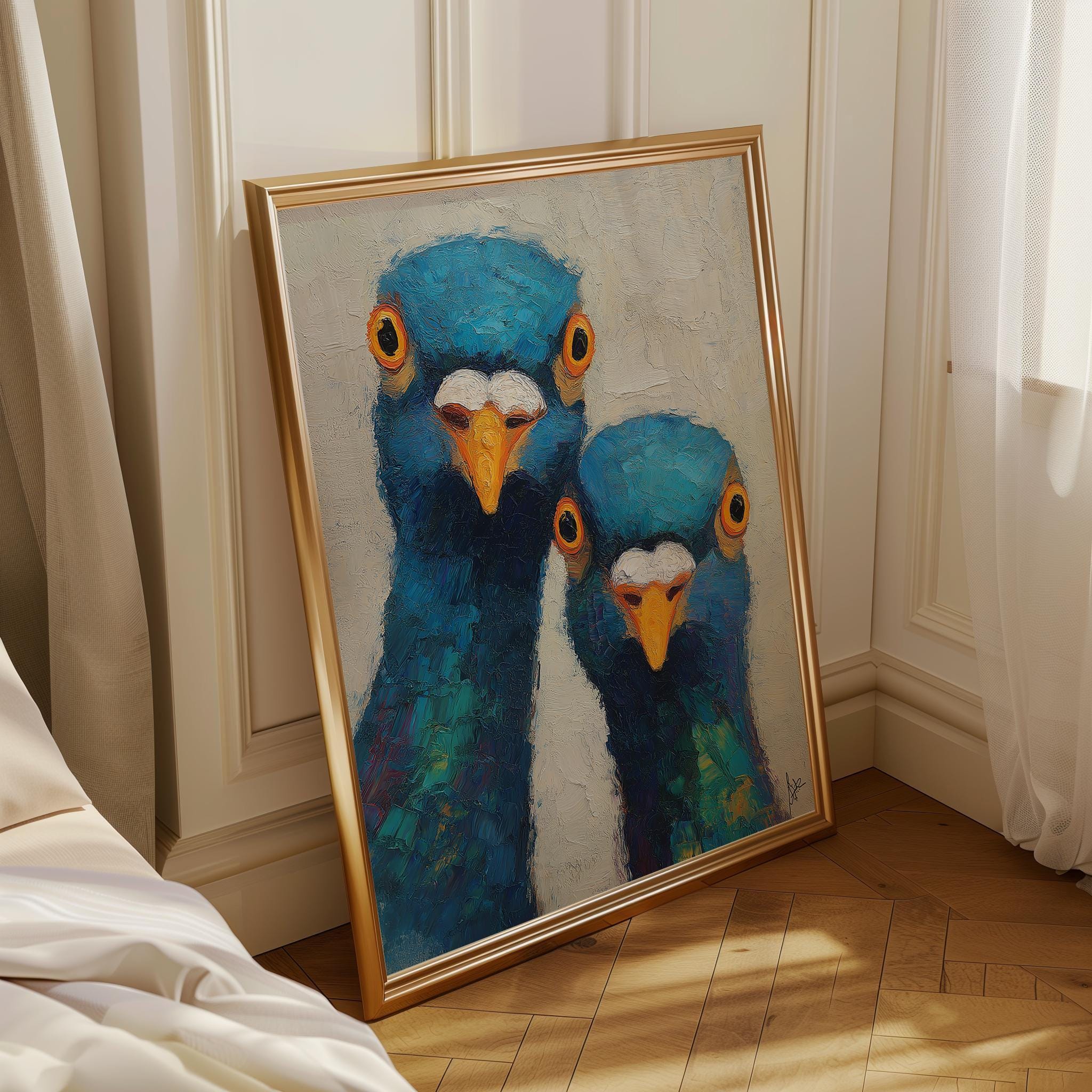 Funny Pigeon Colourful Quirky Animal Modern Bird Wall Art