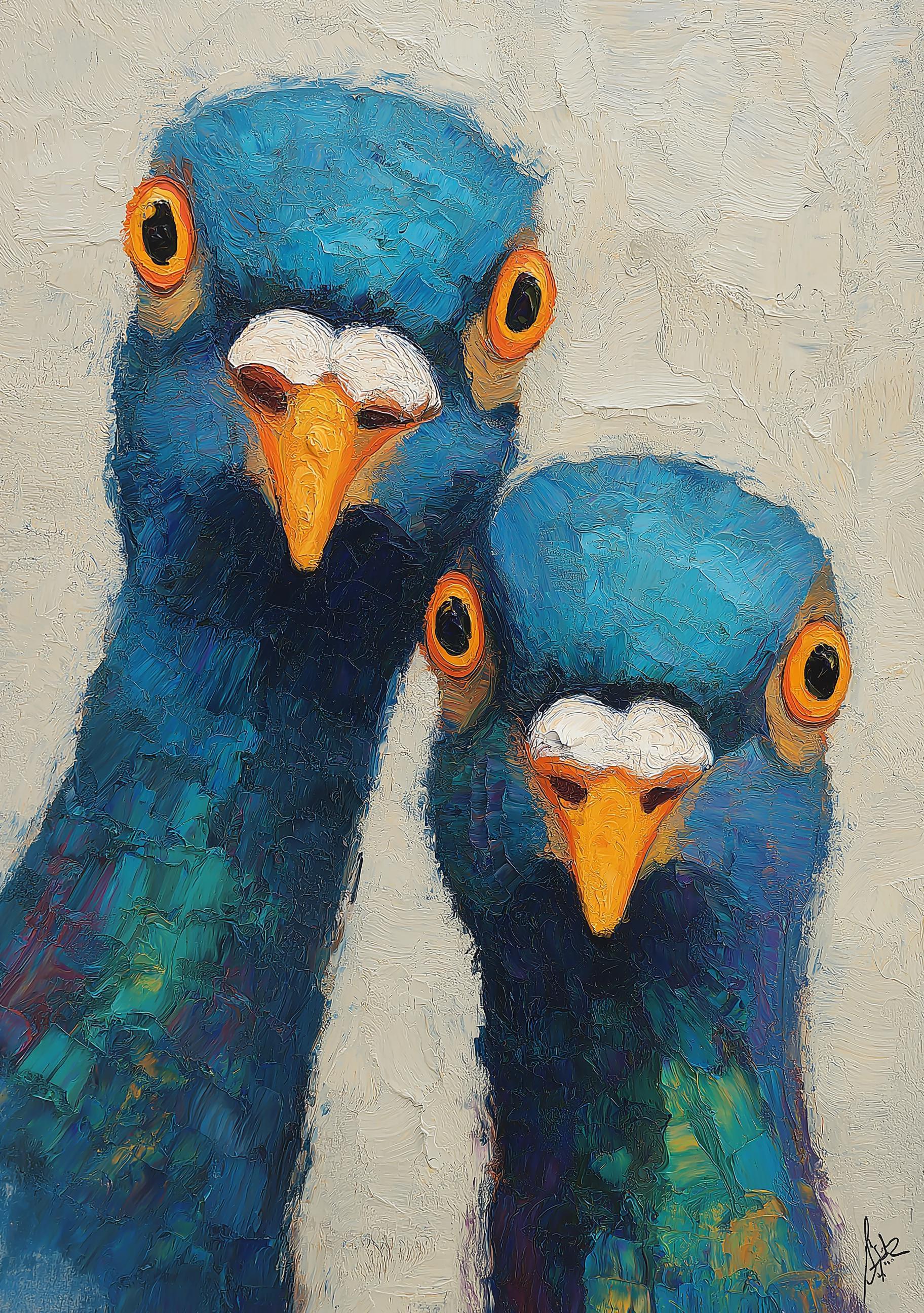 Funny Pigeon Colourful Quirky Animal Modern Bird Wall Art