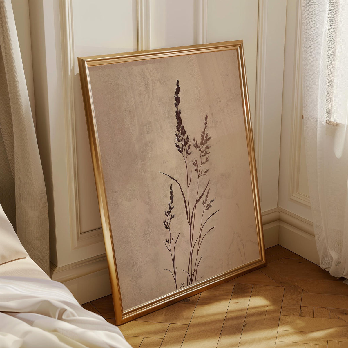 Wabi Sabi Botanical Grass Neutral Minimalist Japandi Beige Wall Art