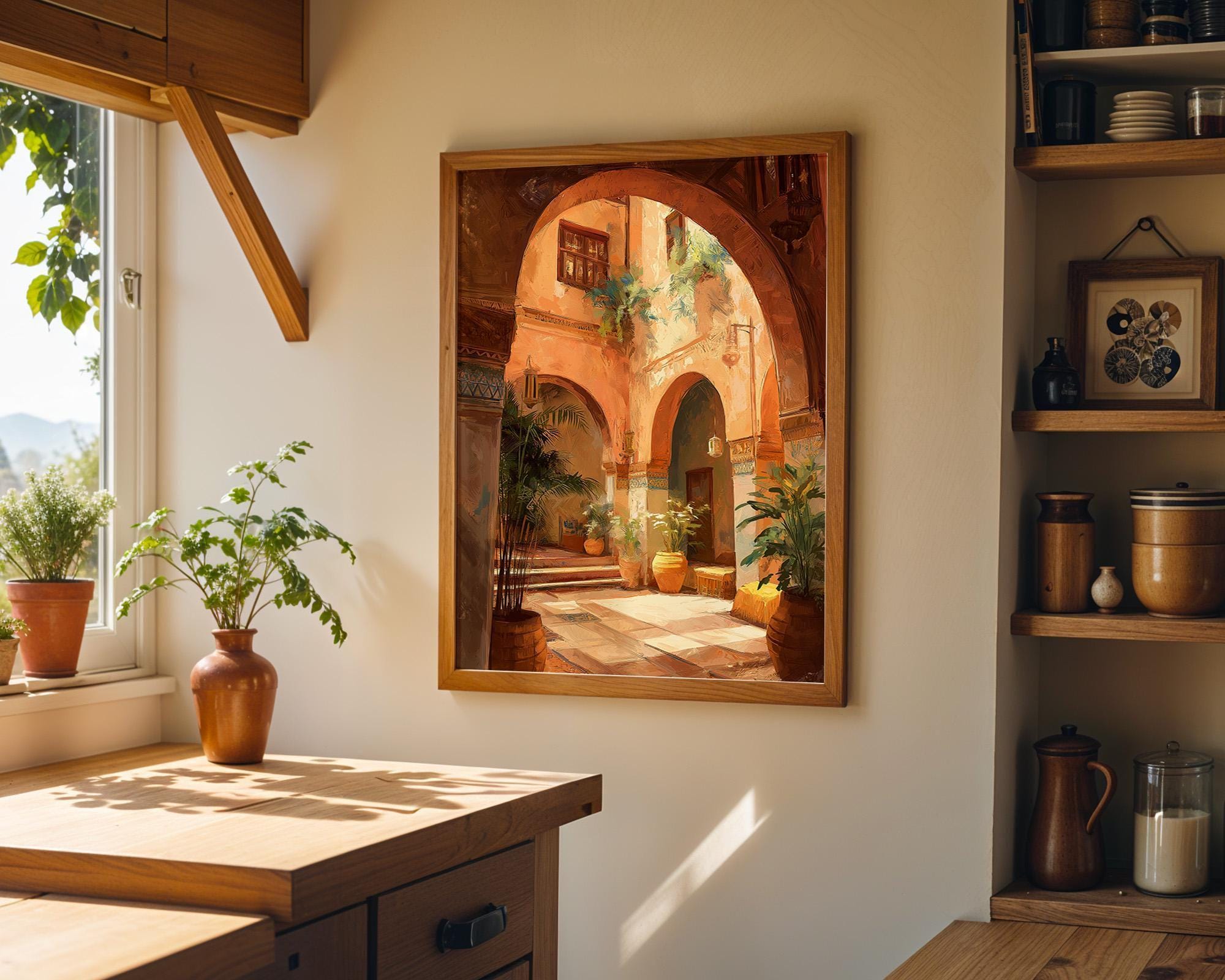 Moroccan Courtyard Terracotta Archway Wall Art by The Wall Art Studio