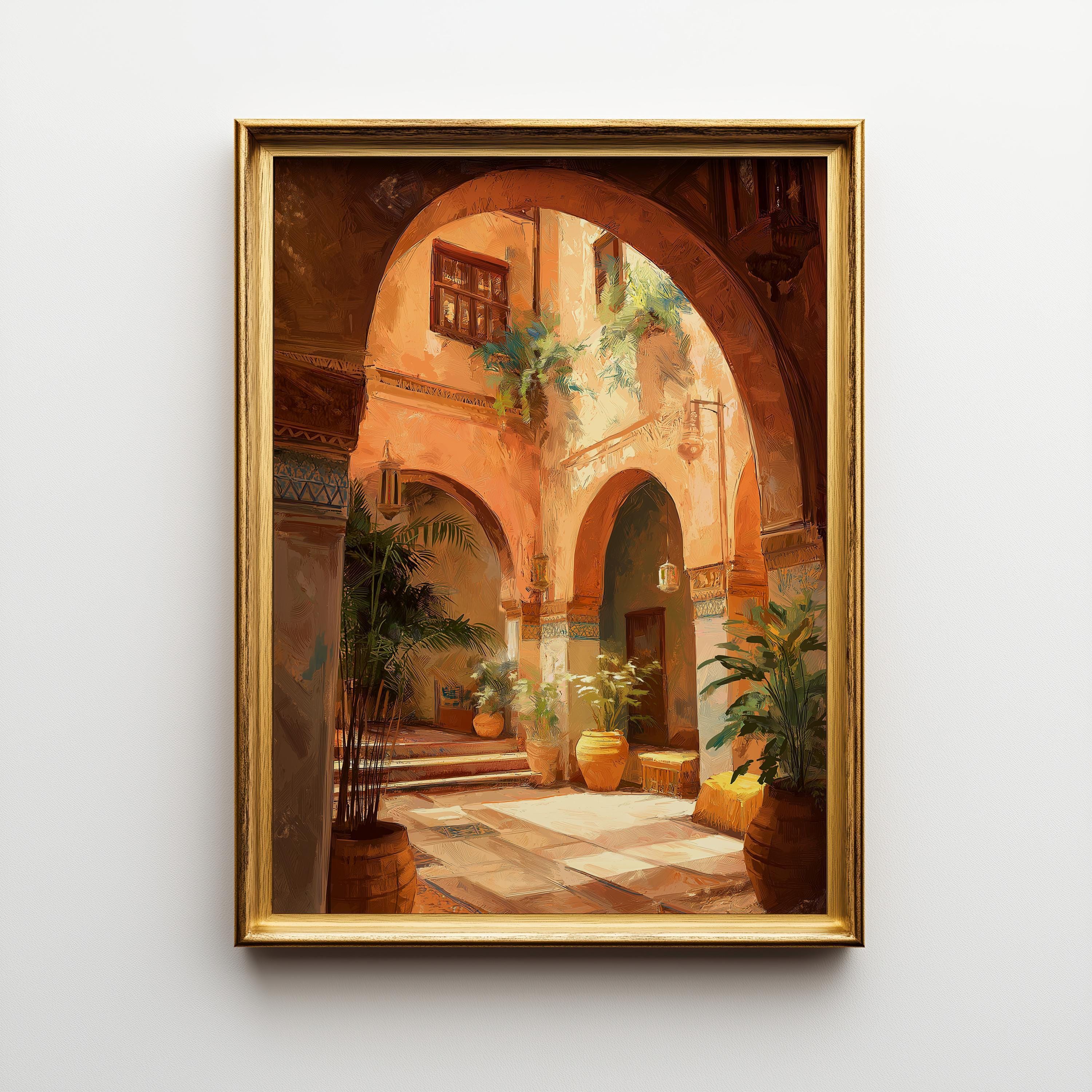 Moroccan Courtyard Terracotta Archway Wall Art by The Wall Art Studio