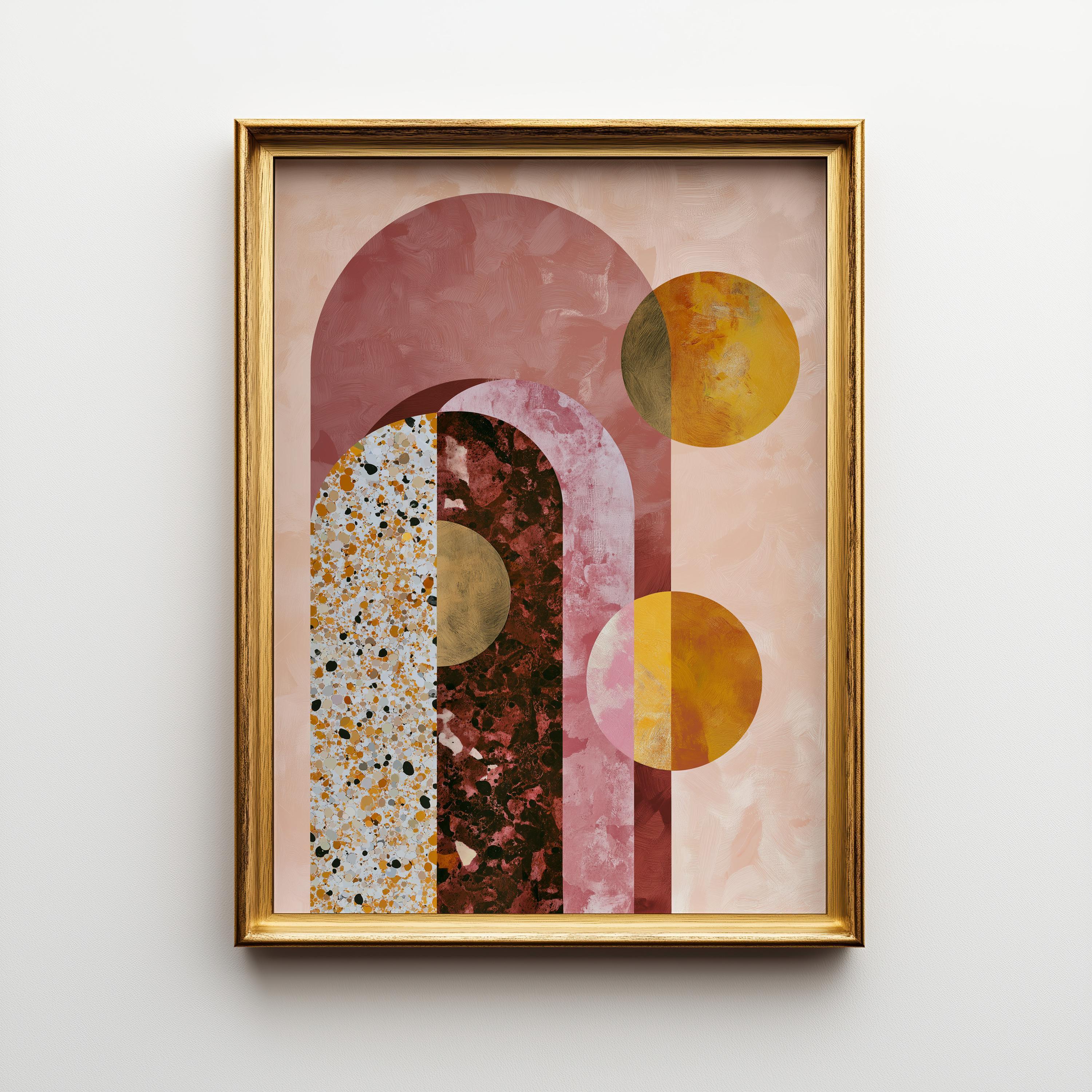 Pink Geometric Abstract Neo Deco Arch Wall by The Wall Art Studio