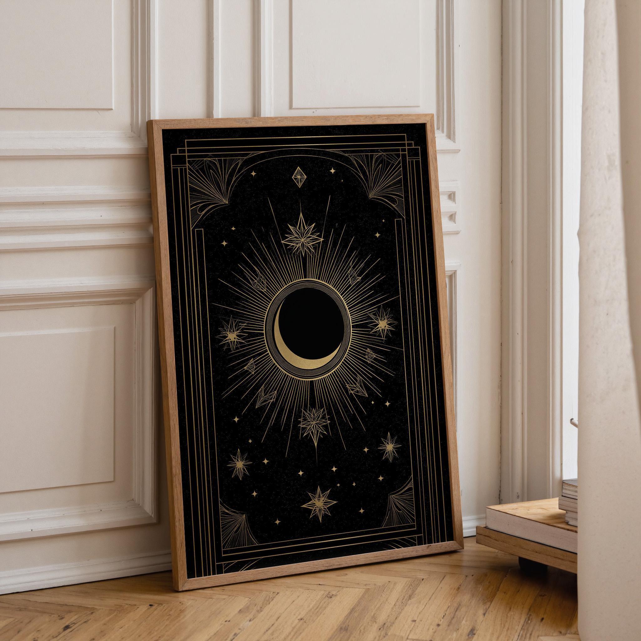 Black & Gold Moon Celestial Astrology Wall Art by The Wall Art Studio
