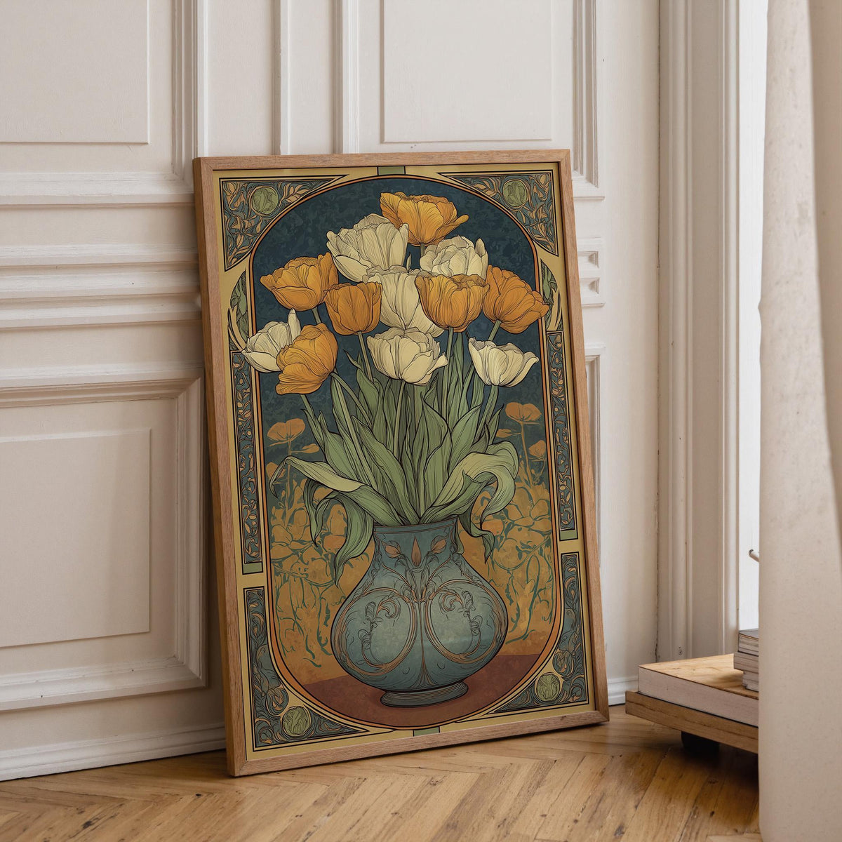 Art Nouveau Tulip Vintage Botanical William Morris Style Wall Art by The Wall Art Studio