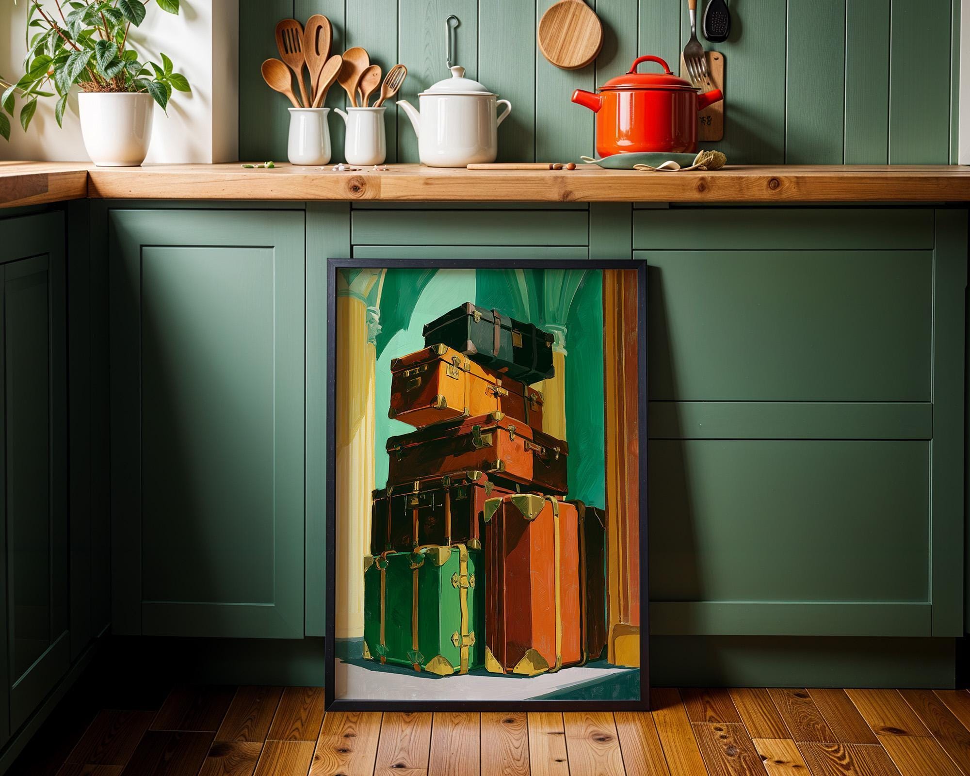 Art Deco Vintage Suitcase Stack Travel Wall Art by The Wall Art Studio