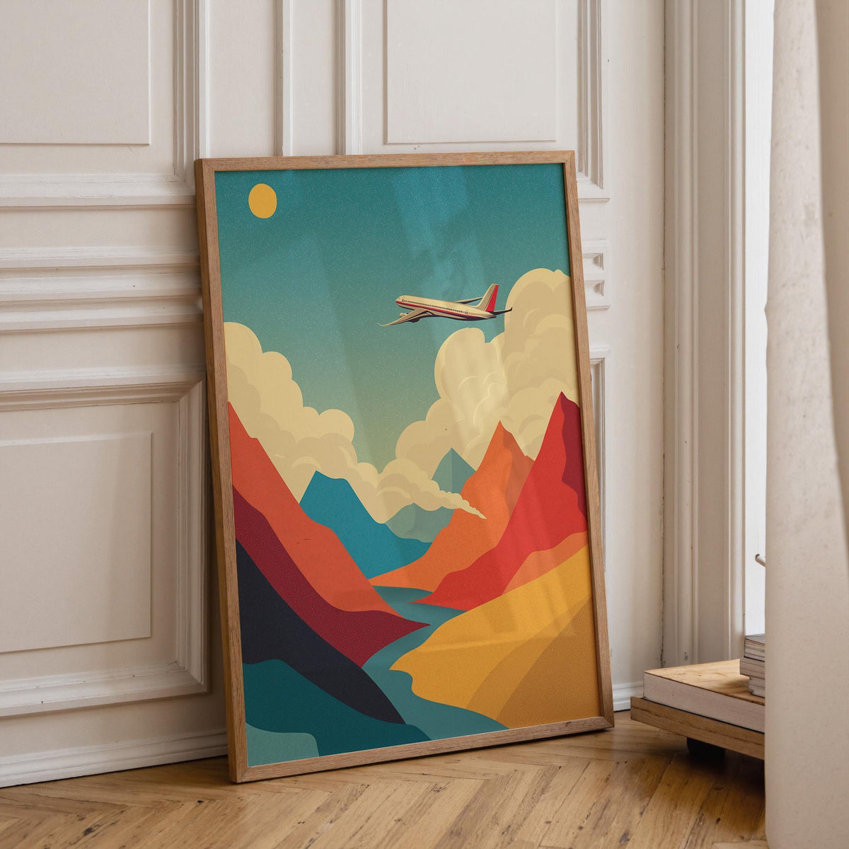 Airplane Mountain Mid Century Modern Landscape Wall Art by The Wall Art Studio