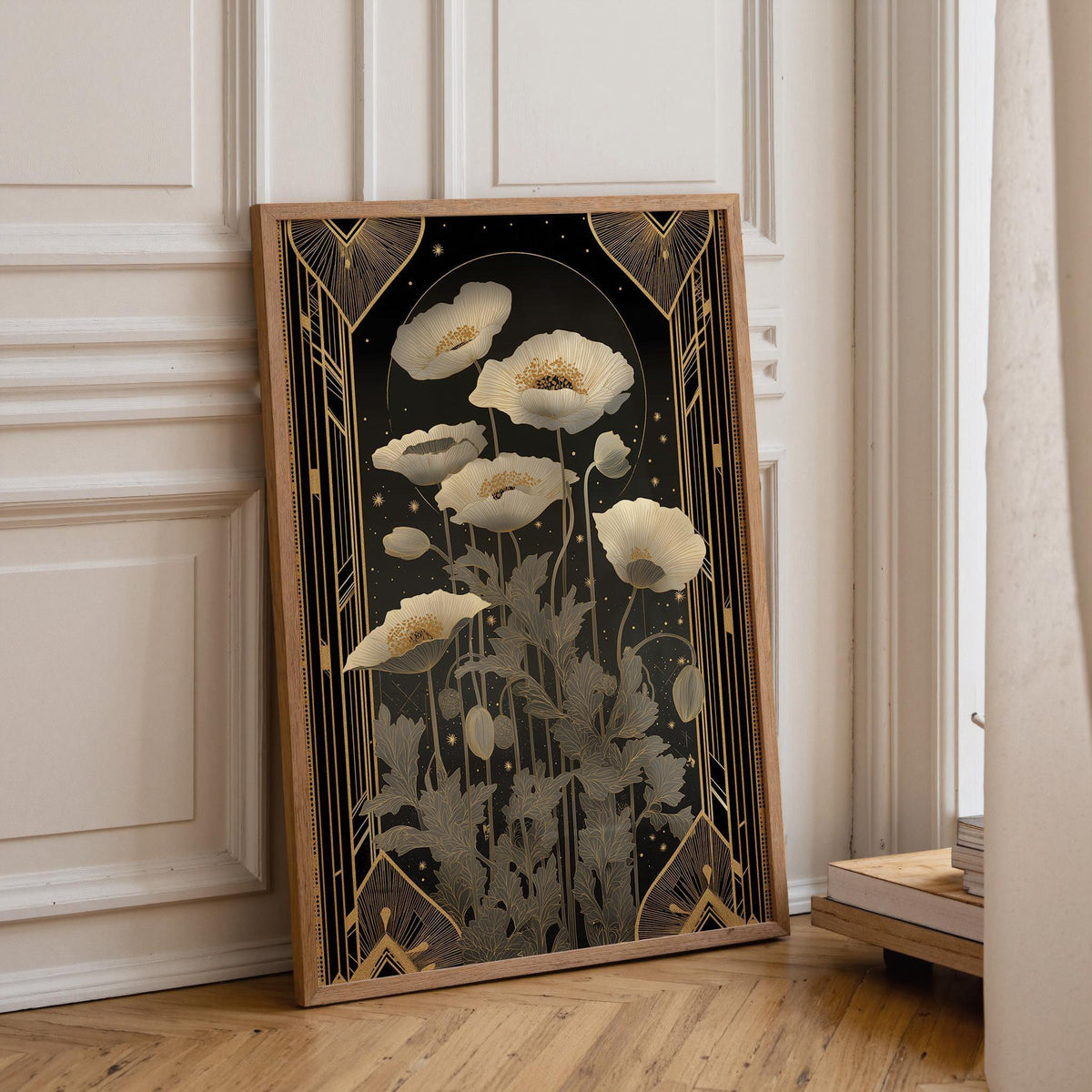 Gold Botanical Art Deco Ginkgo Leaf Wall Art by The Wall Art Studio
