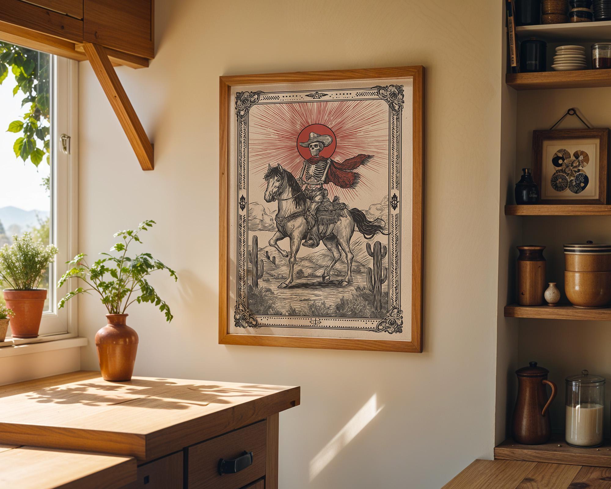 Skeleton Gothic Cowboy Western Rider Wall Art by The Wall Art Studio