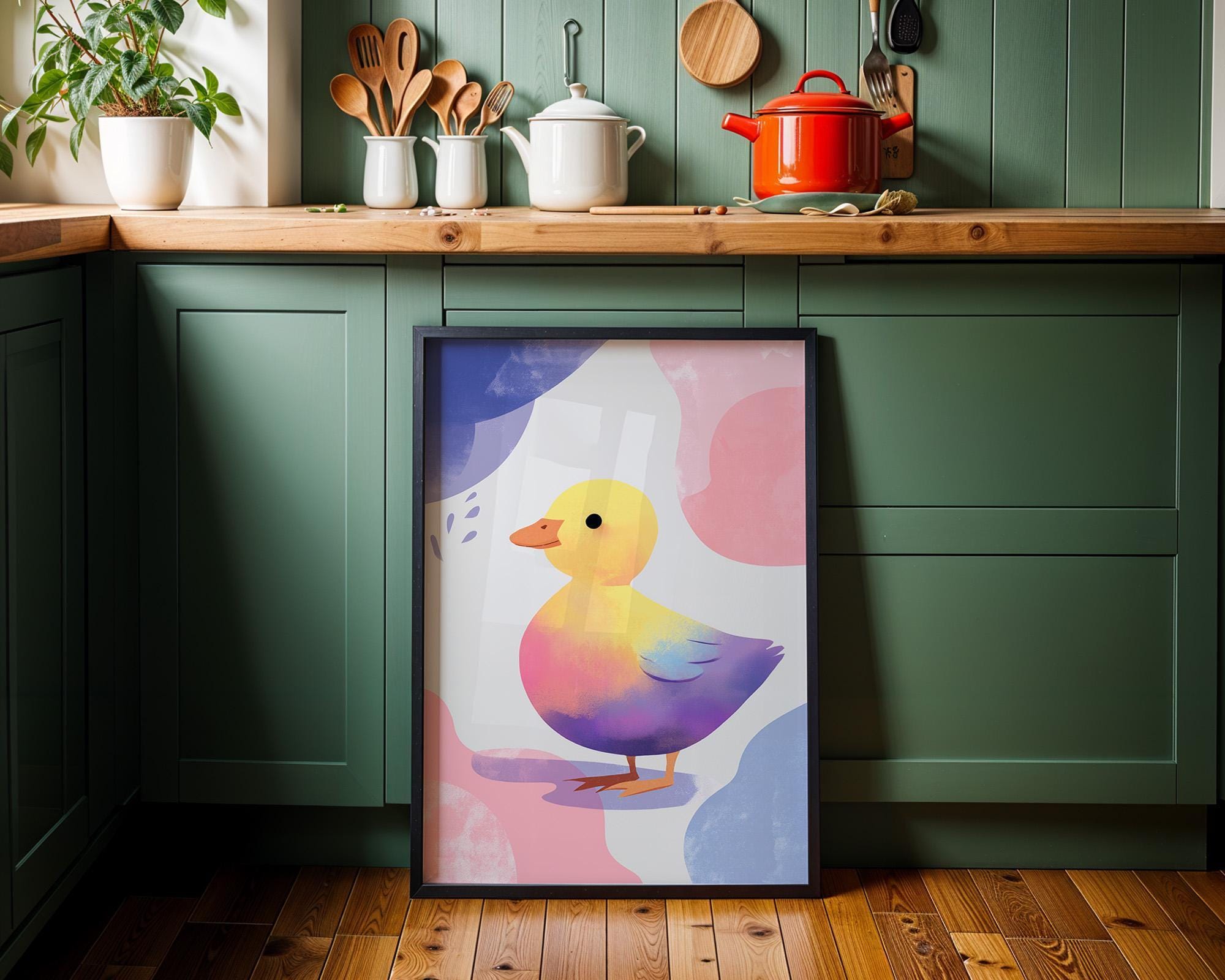 Pastel Duckling Whimsical Nursery Wall Art by The Wall Art Studio