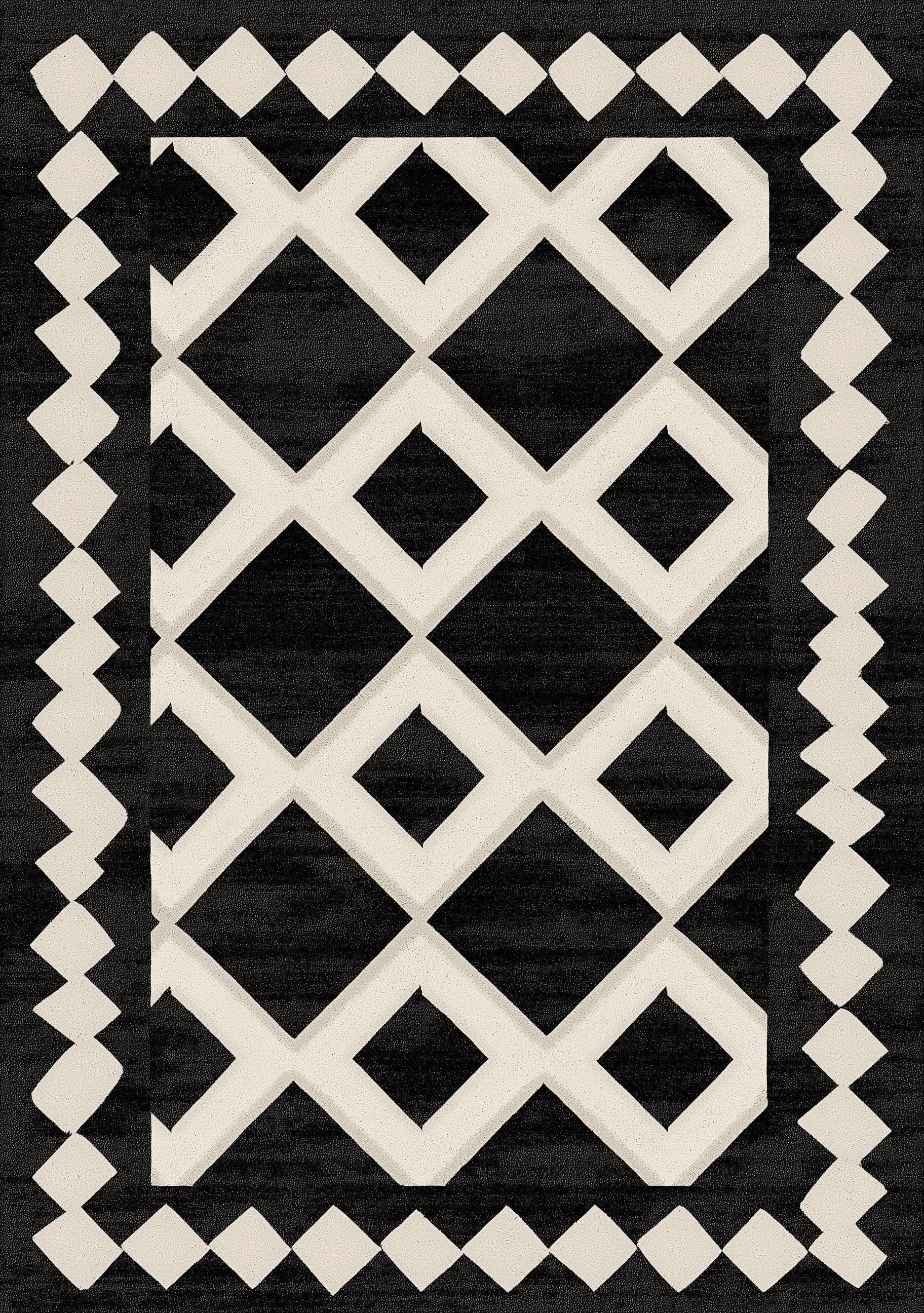 Black and White Tribal Pattern Moroccan Geometric Wall Art by The Wall Art Studio