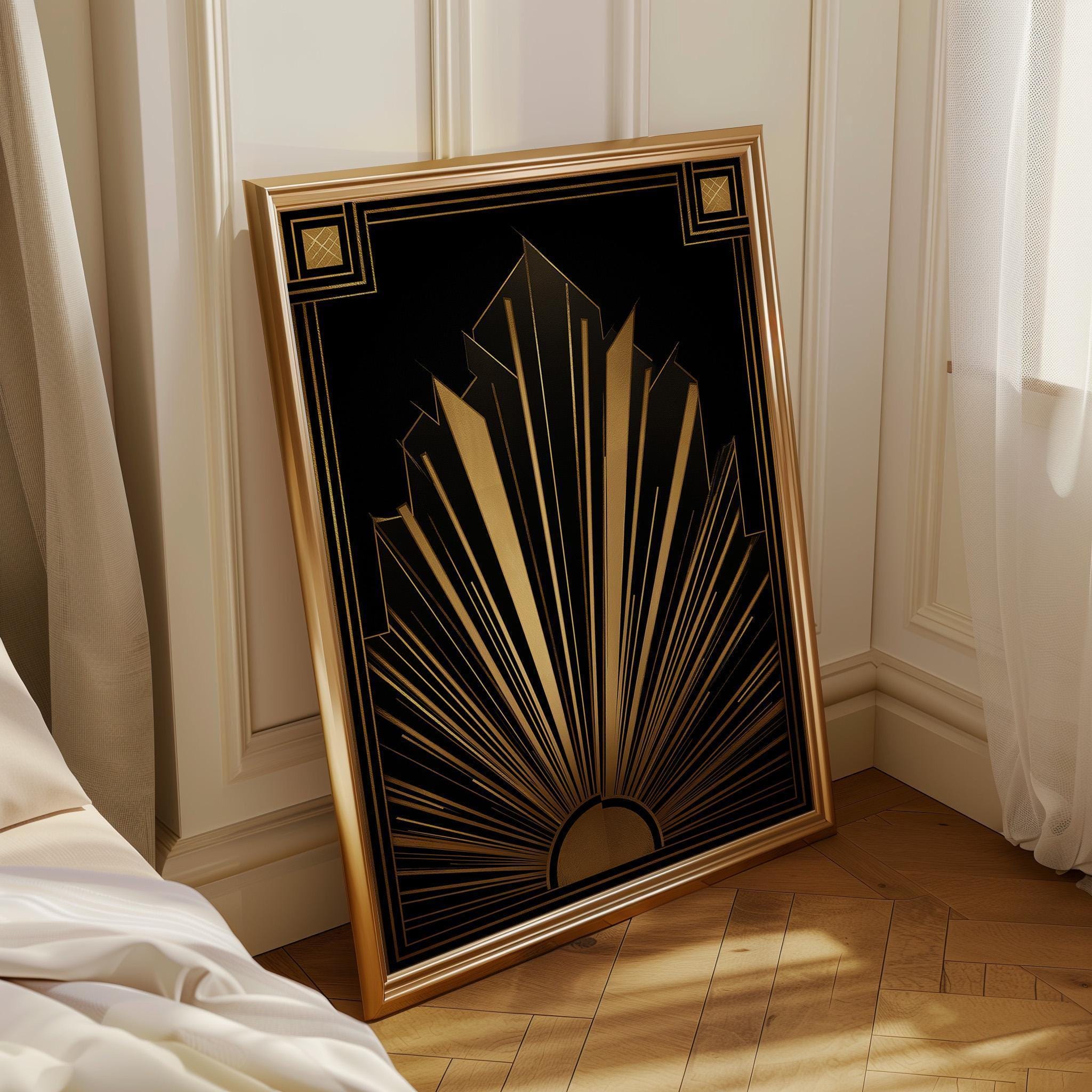 Black & Gold Art Deco Gold Geometric Luxury Abstract Wall Art
