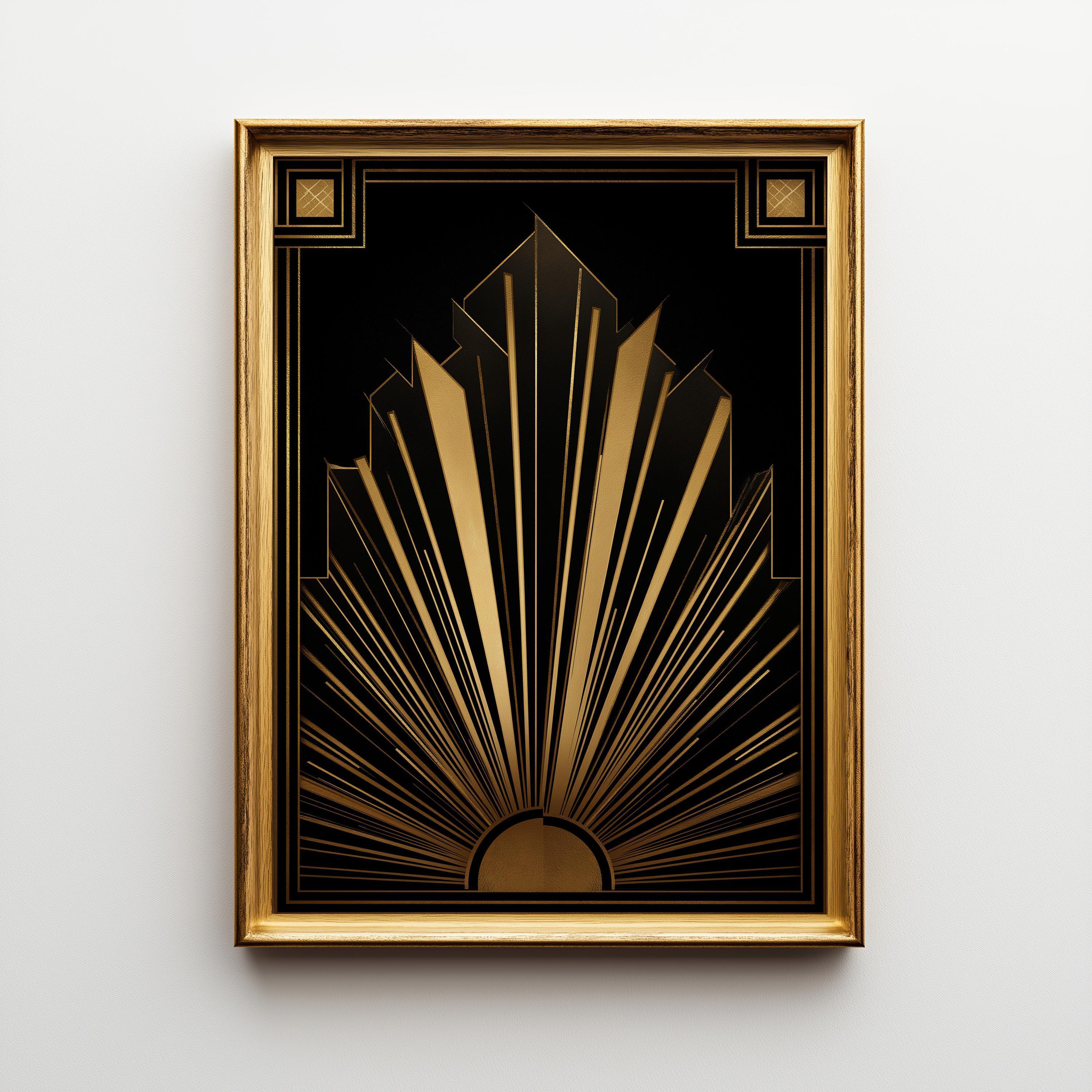 Black & Gold Art Deco Gold Geometric Luxury Abstract Wall Art