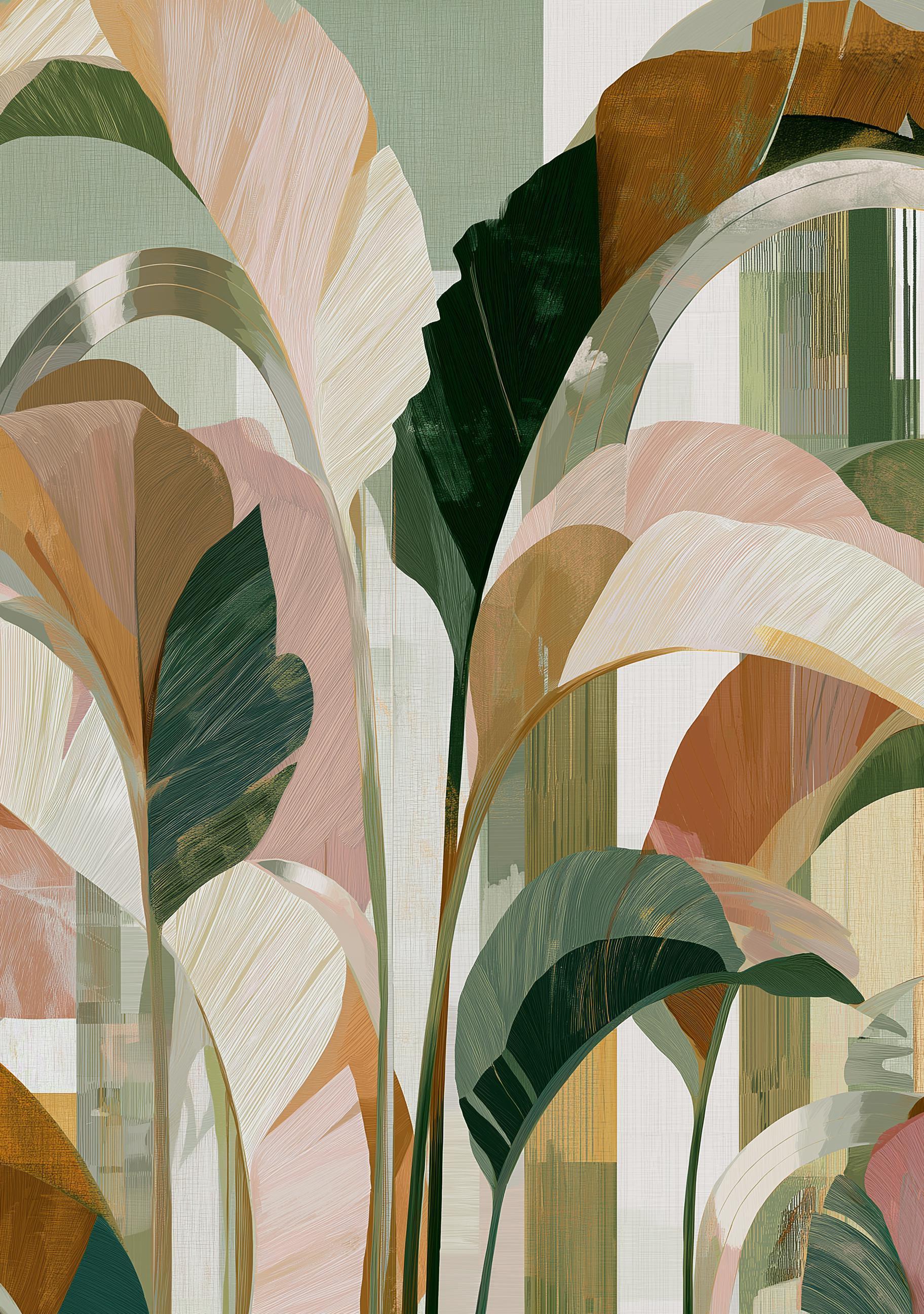 Art Deco Green Botanical Ginkgo Leaf Wall Art by The Wall Art Studio