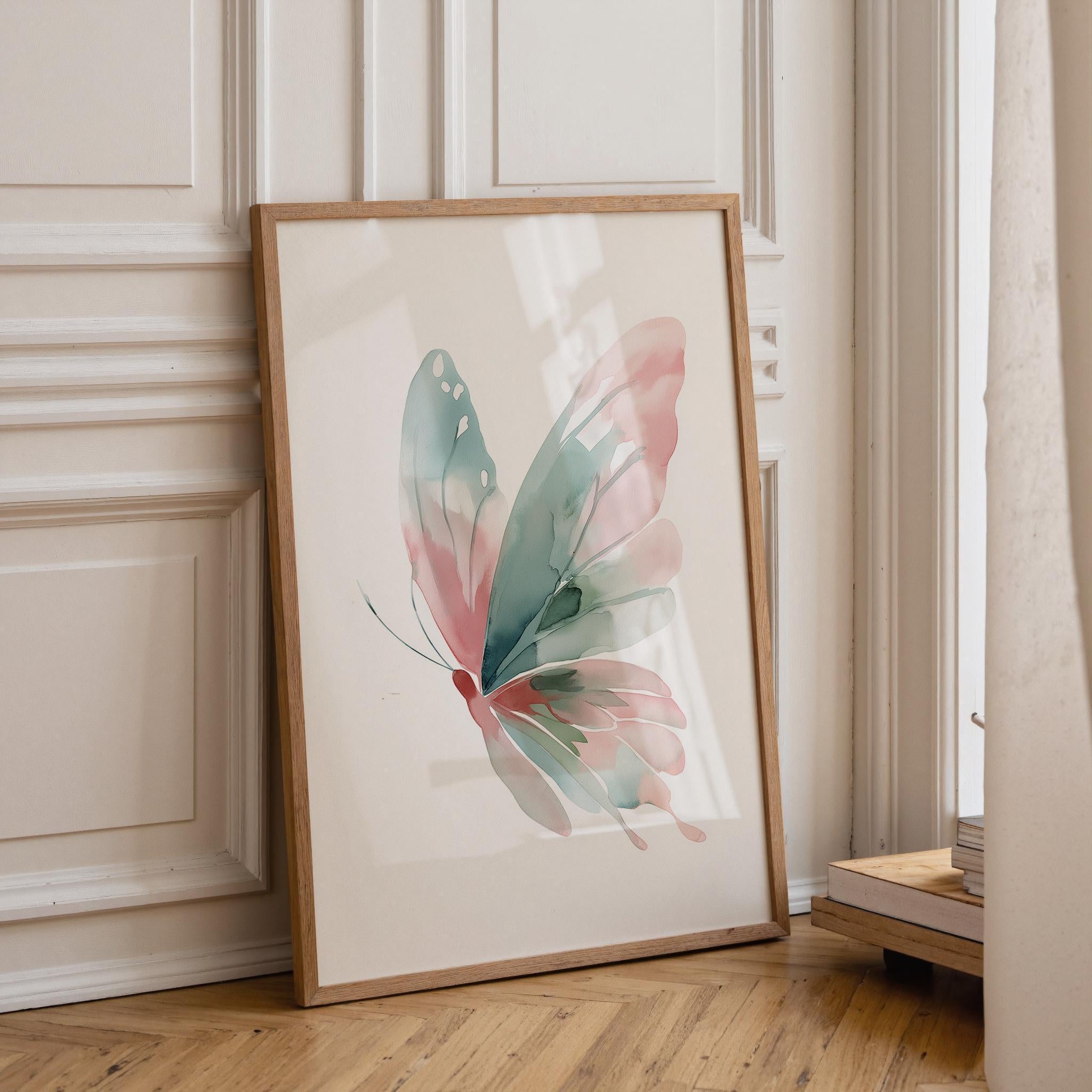 Minimal Watercolour Butterfly Pastel Butterfly Scandinavian Wall Art