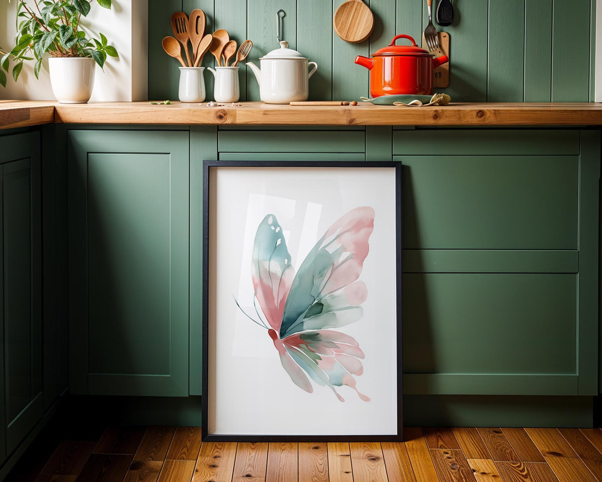 Minimal Watercolour Butterfly Pastel Butterfly Scandinavian Wall Art