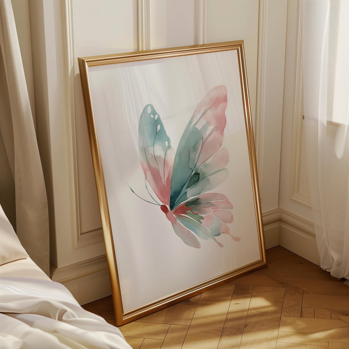 Minimal Watercolour Butterfly Pastel Butterfly Scandinavian Wall Art