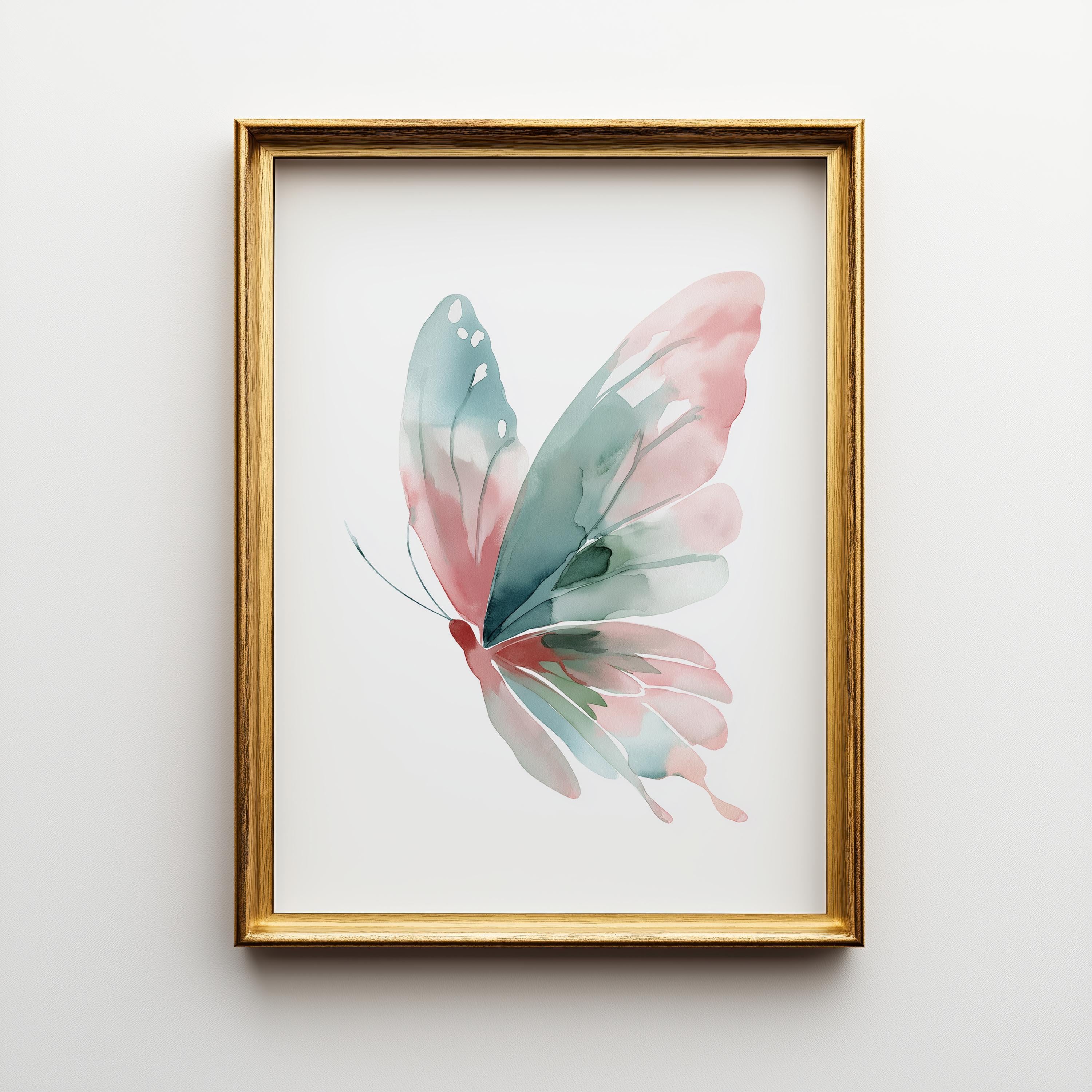 Minimal Watercolour Butterfly Pastel Butterfly Scandinavian Wall Art