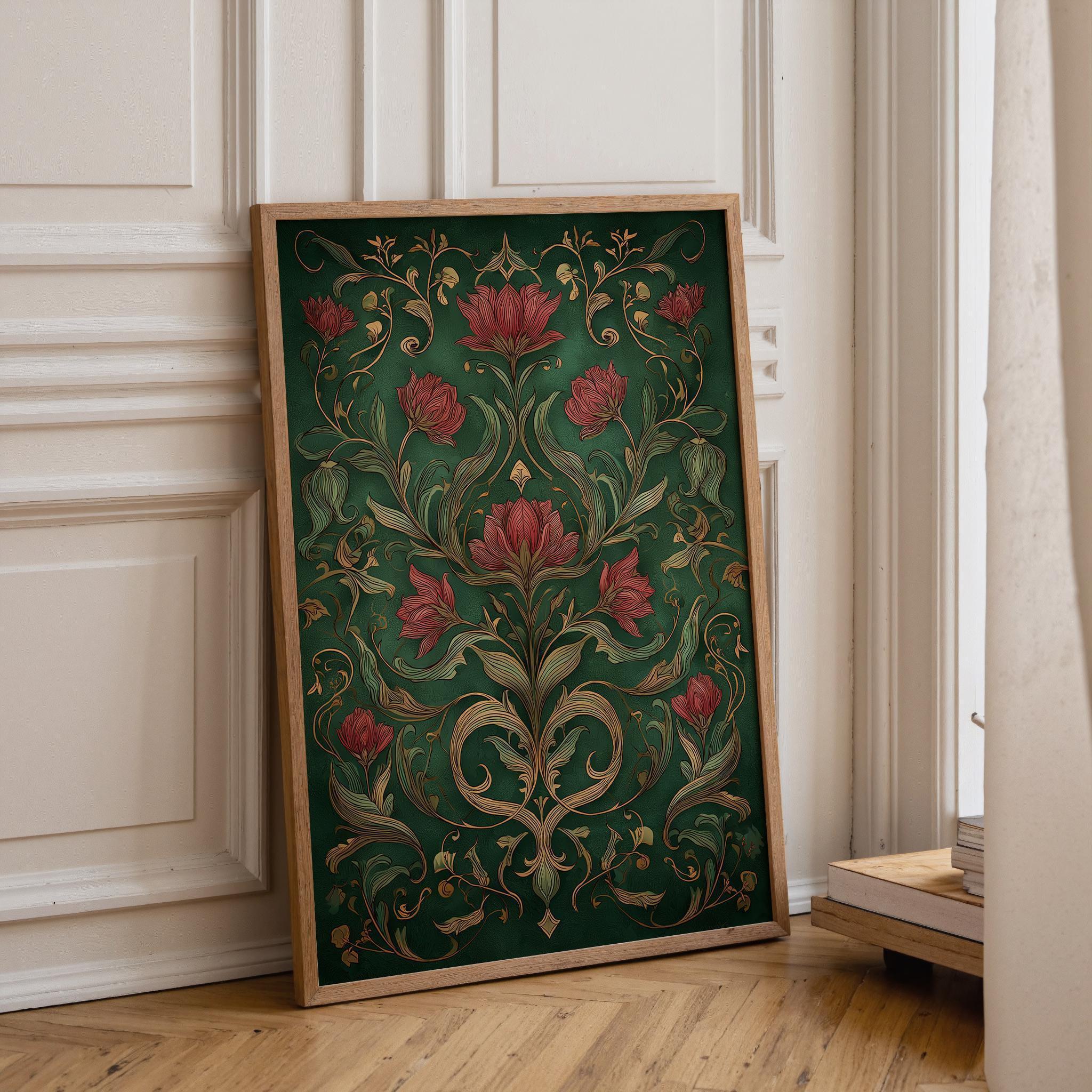 Art Nouveau Thistle Botanical William Morris Style Floral Wall Art