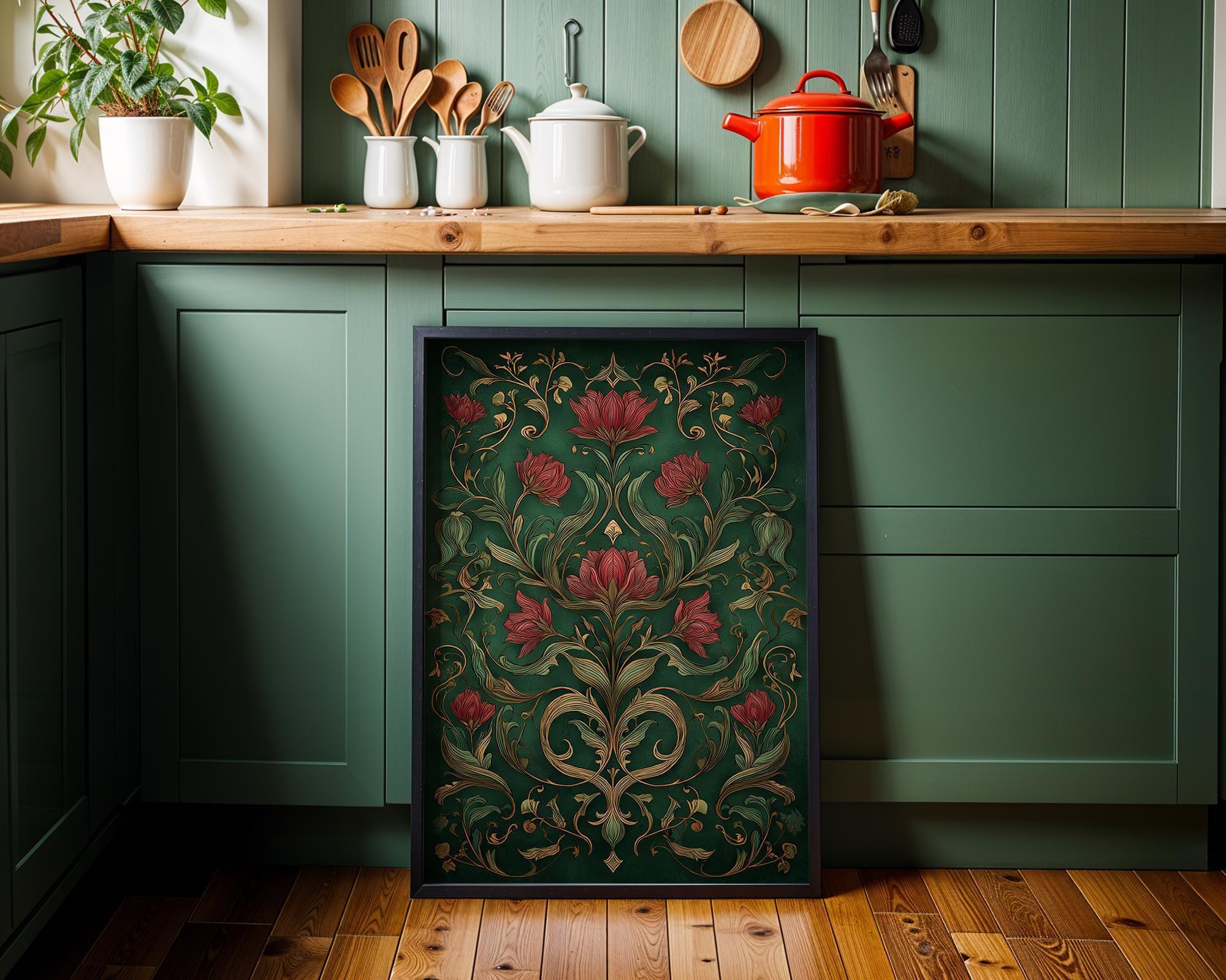 Art Nouveau Thistle Botanical William Morris Style Floral Wall Art