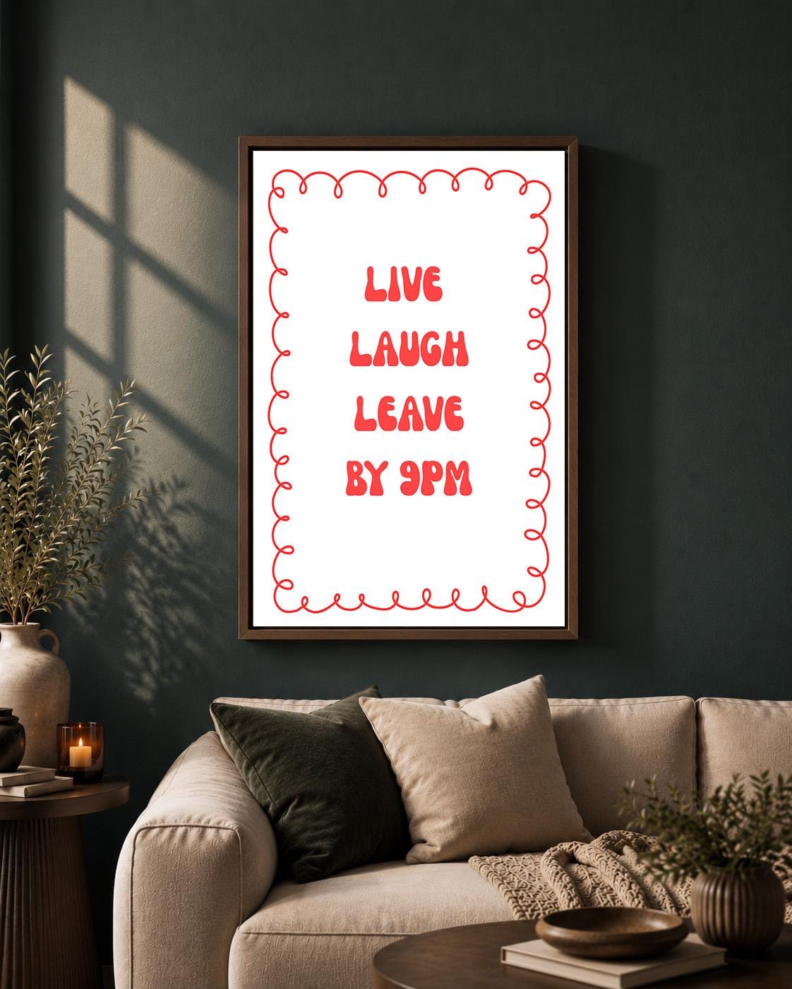 Red Live Laugh Leave by 9PM Framed Canvas by The Wall Art Studio - physical