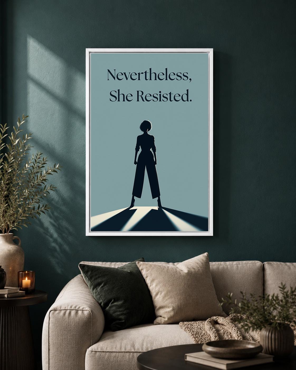 "Nevertheless She Resisted" Feminist Empowerment Quote Framed Canvas by The Wall Art Studio - physical
