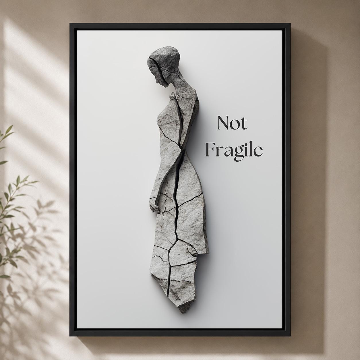 Not Fragile Feminist Empowerment Quote Framed Canvas by The Wall Art Studio - physical