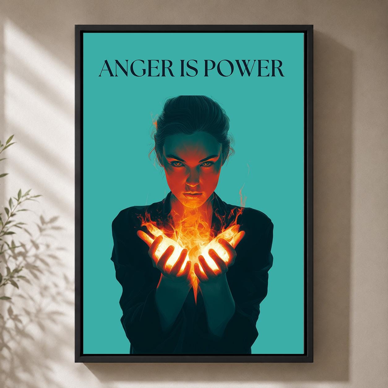 Anger Is Power Feminist Empowerment Protest Framed Canvas by The Wall Art Studio - physical