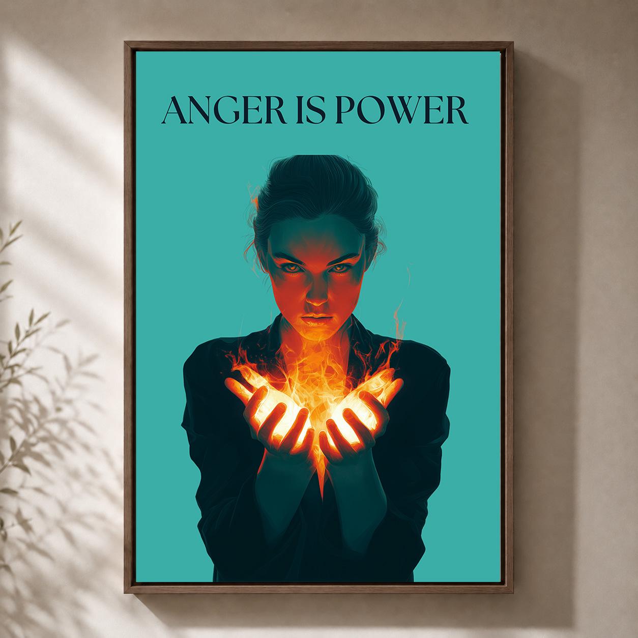 Anger Is Power Feminist Empowerment Protest Framed Canvas by The Wall Art Studio - physical