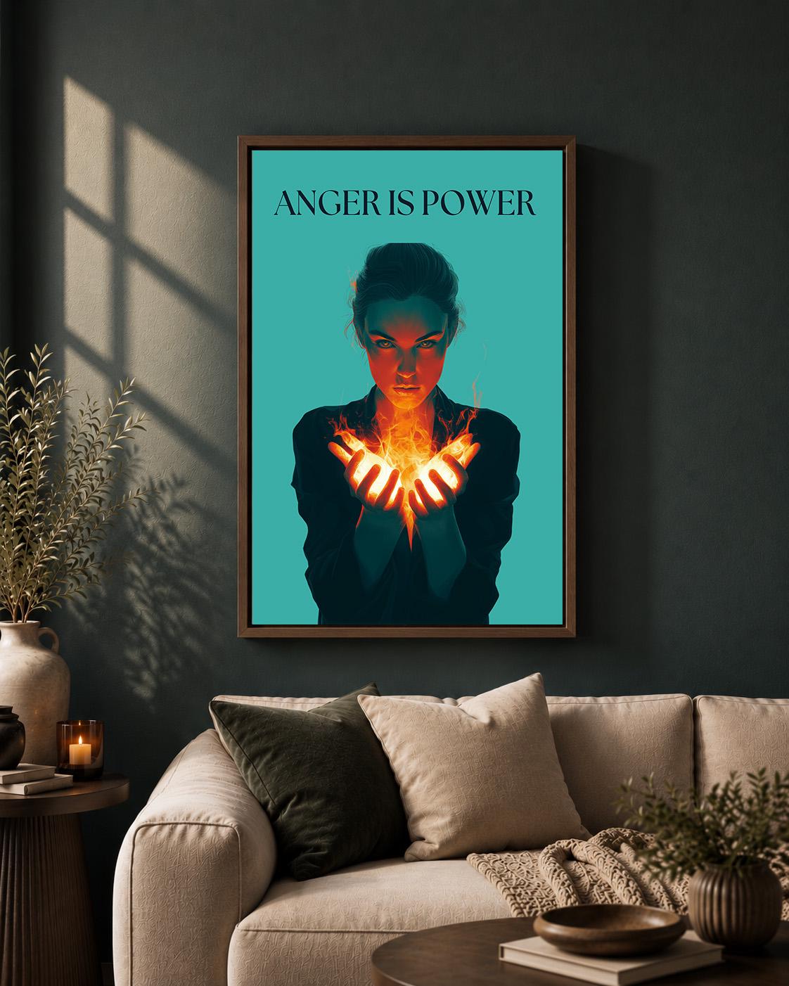 Anger Is Power Feminist Empowerment Protest Framed Canvas by The Wall Art Studio - physical