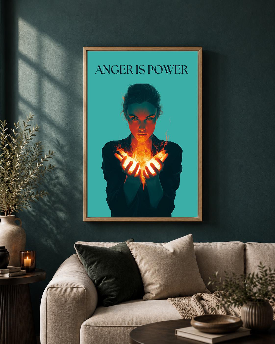 Anger Is Power Feminist Empowerment Protest Framed Canvas by The Wall Art Studio - physical