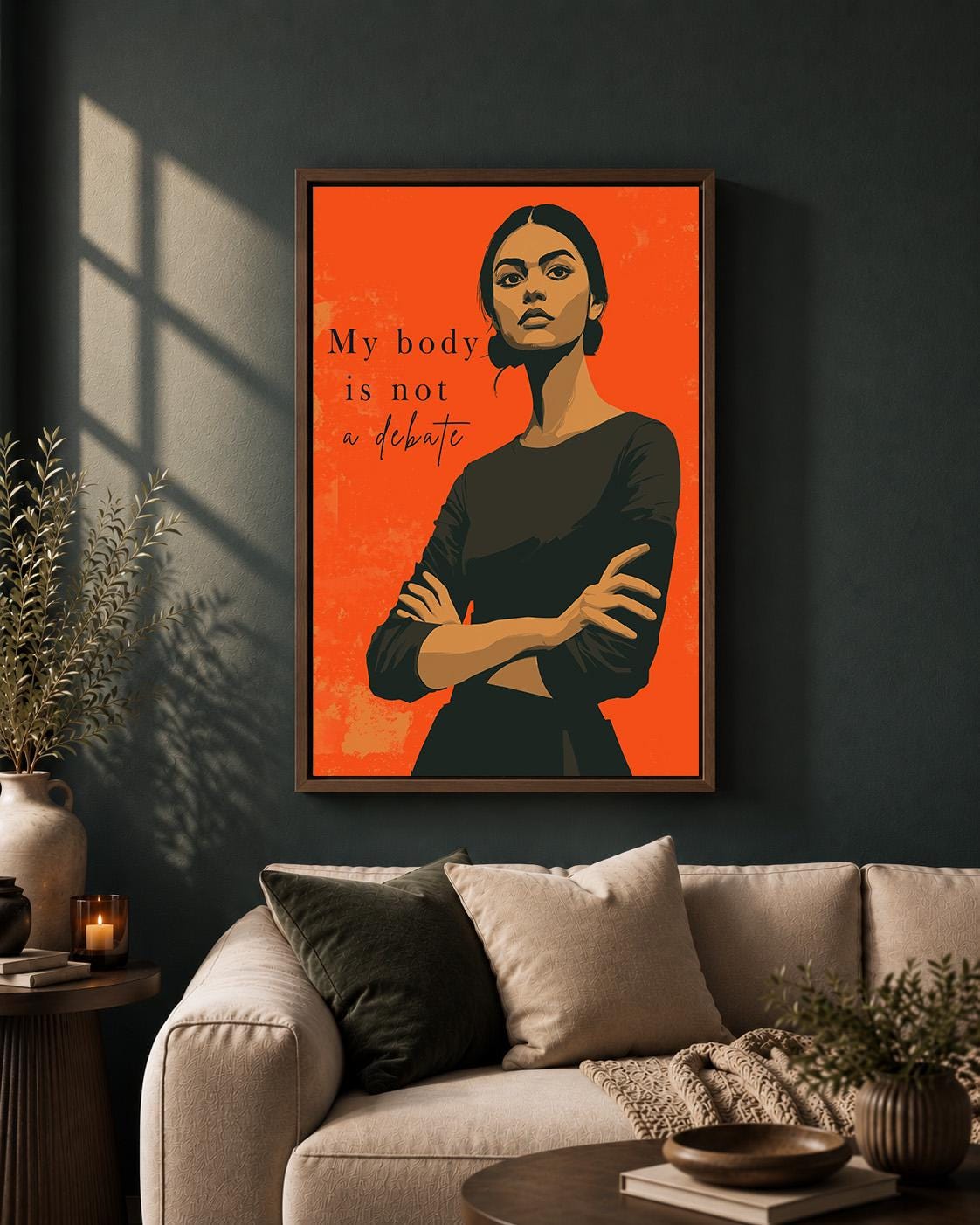"My Body Is Not a Debate" Feminist Wall Womens Rights Framed Canvas by The Wall Art Studio - physical