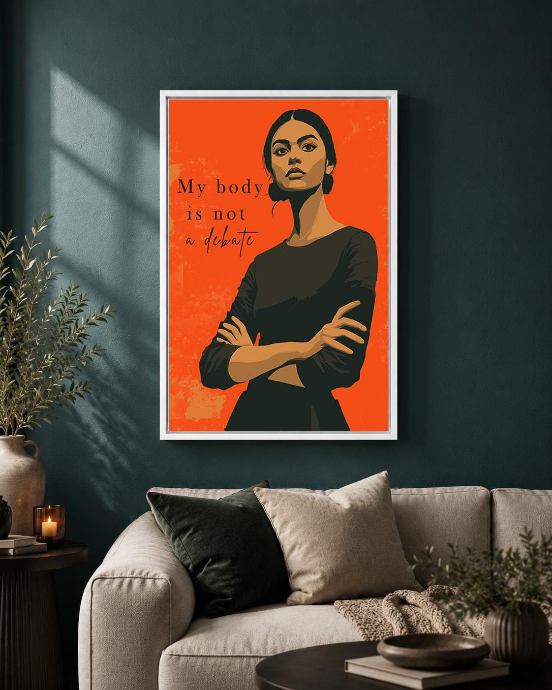"My Body Is Not a Debate" Feminist Wall Womens Rights Framed Canvas by The Wall Art Studio - physical
