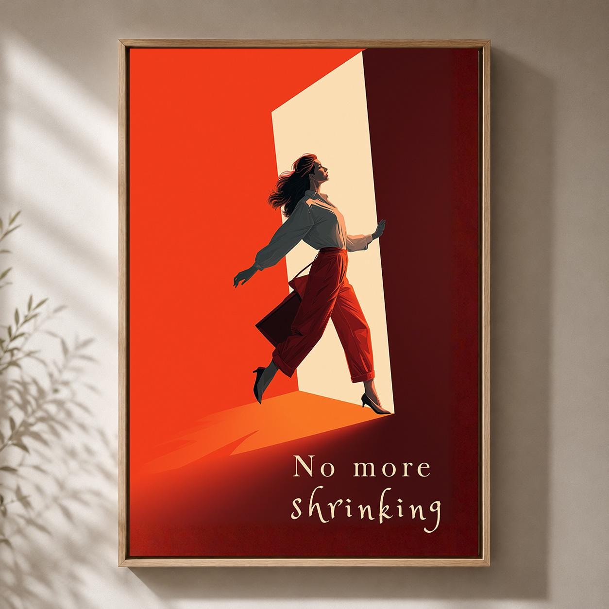 "No More Shrinking" Feminist Empowerment Framed Canvas by The Wall Art Studio - physical