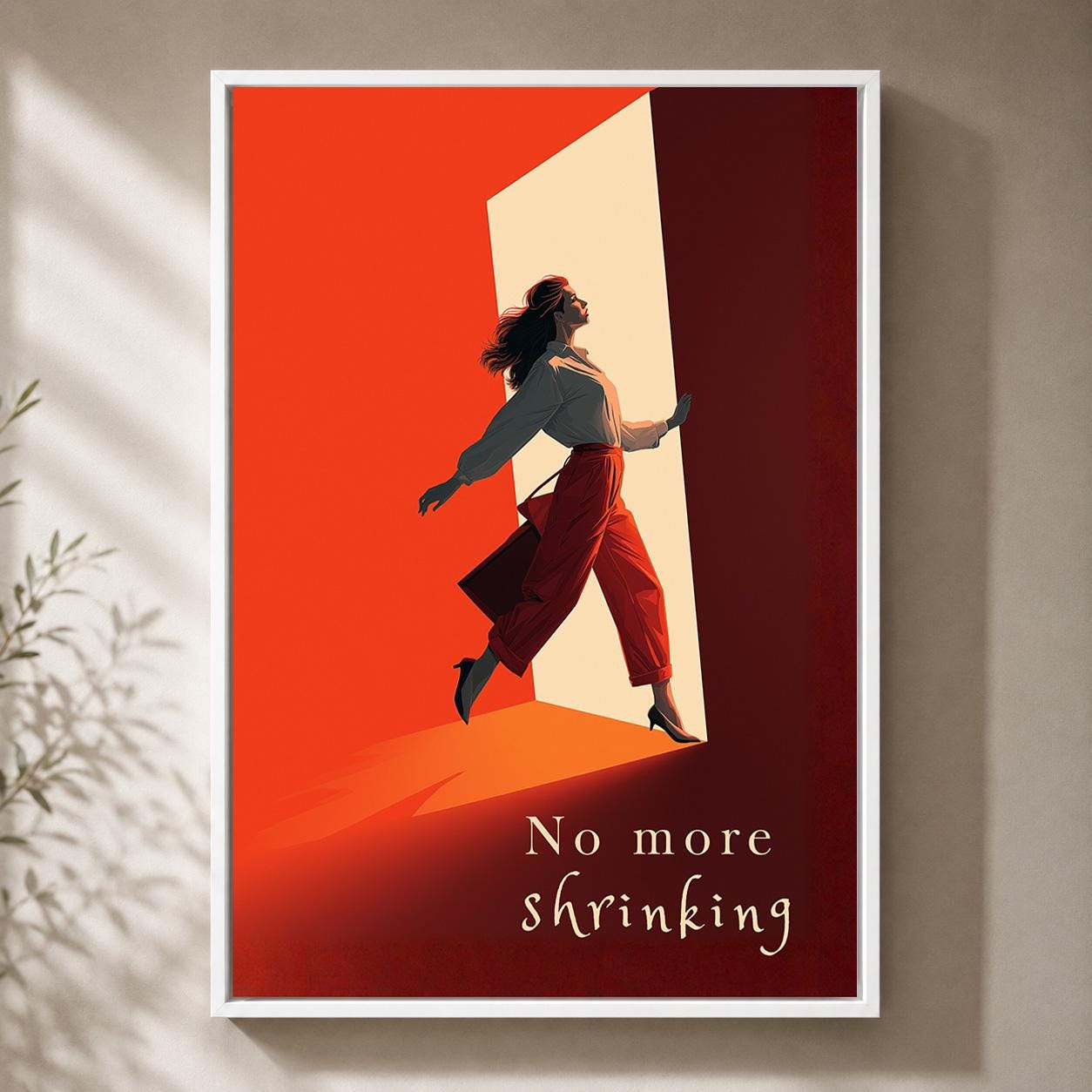 "No More Shrinking" Feminist Empowerment Framed Canvas by The Wall Art Studio - physical