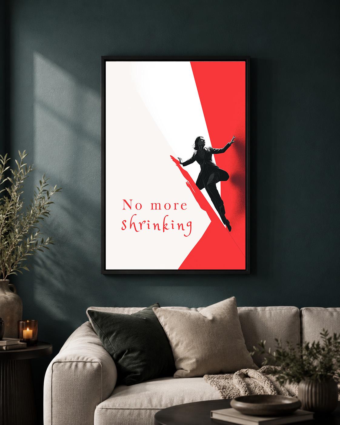 "No More Shrinking" Feminist Empowerment Framed Canvas by The Wall Art Studio - physical